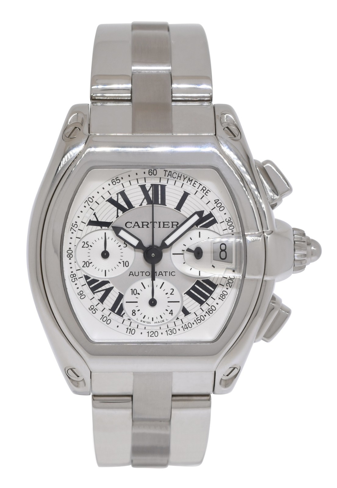 Cartier Roadster XL Chronograph Steel Silver Dial Automatic Watch W62006X6 2618