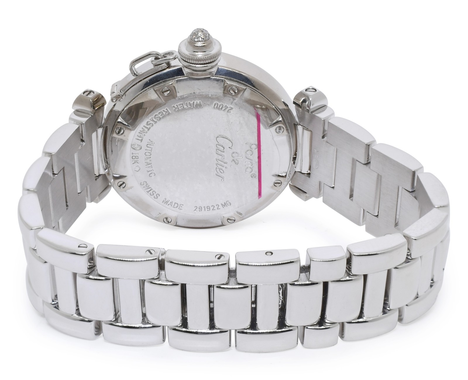Cartier Pasha 18k White Gold Diamond Grid/Bezel Ladies 32mm Watch +Box 2400
