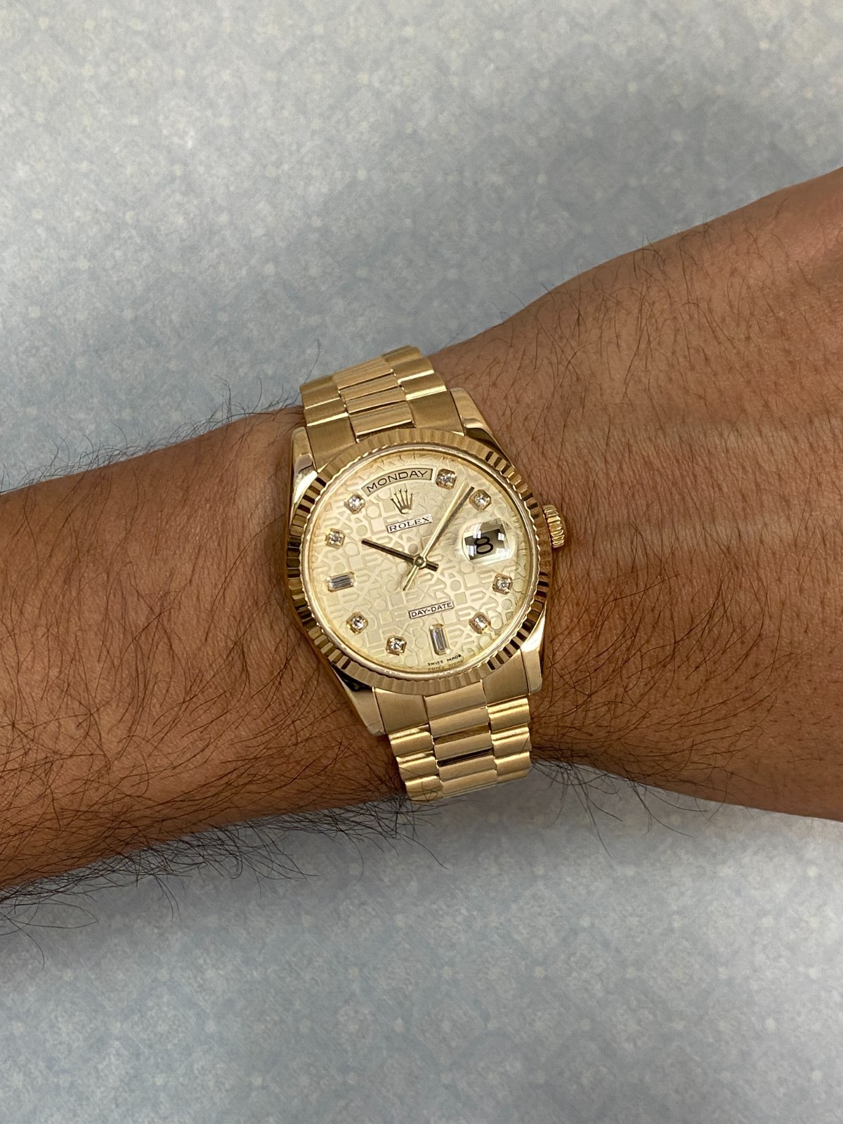 Rolex Day-Date President Yellow Gold Jubilee Diamond Dial 36mm Watch Y 118238