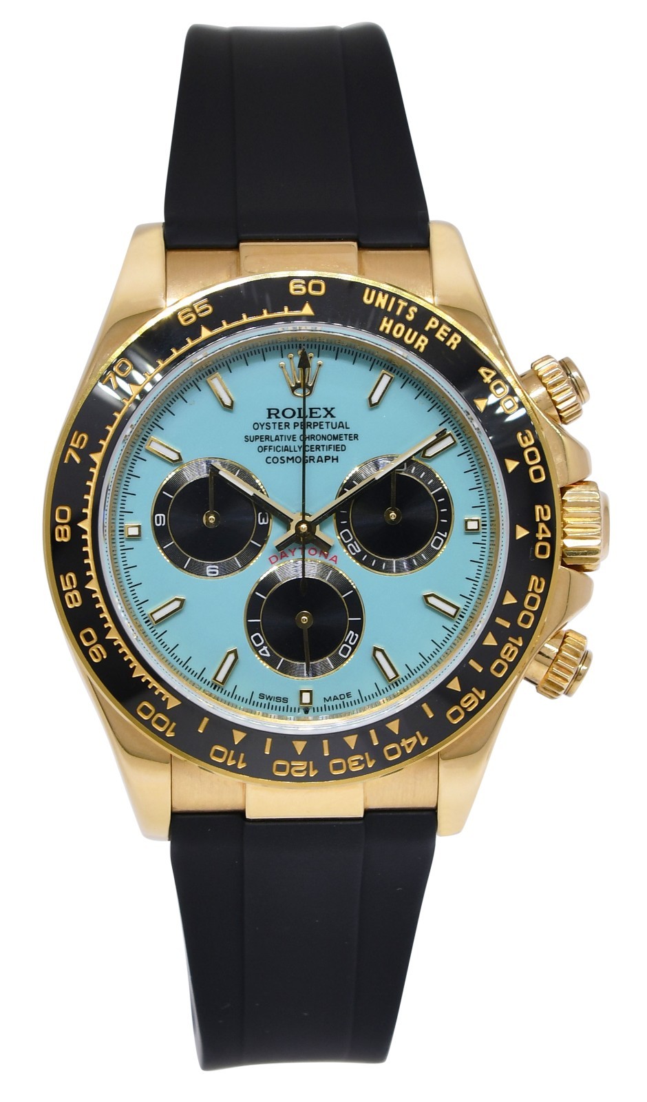 Rolex Daytona Chronograph 18k YG CUSTOM Turquoise Dial 40mm Watch D 116518