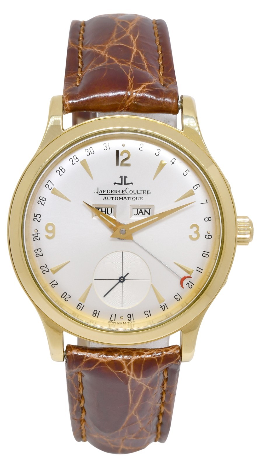 Jaeger LeCoultre Master Control Triple Calendar 18k Yellow Gold Watch 140.1.87