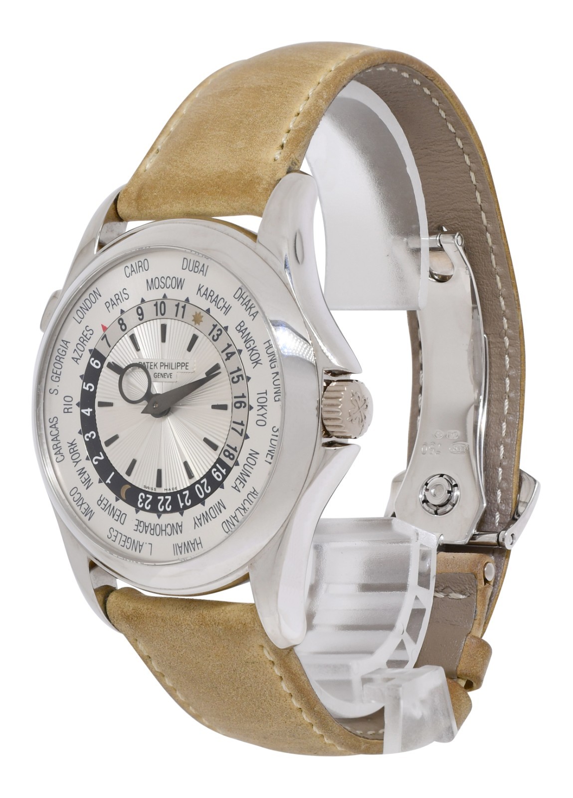 Patek Philippe World Time 18K WG Complications Mens 39.5mm Watch +Archive 5130G