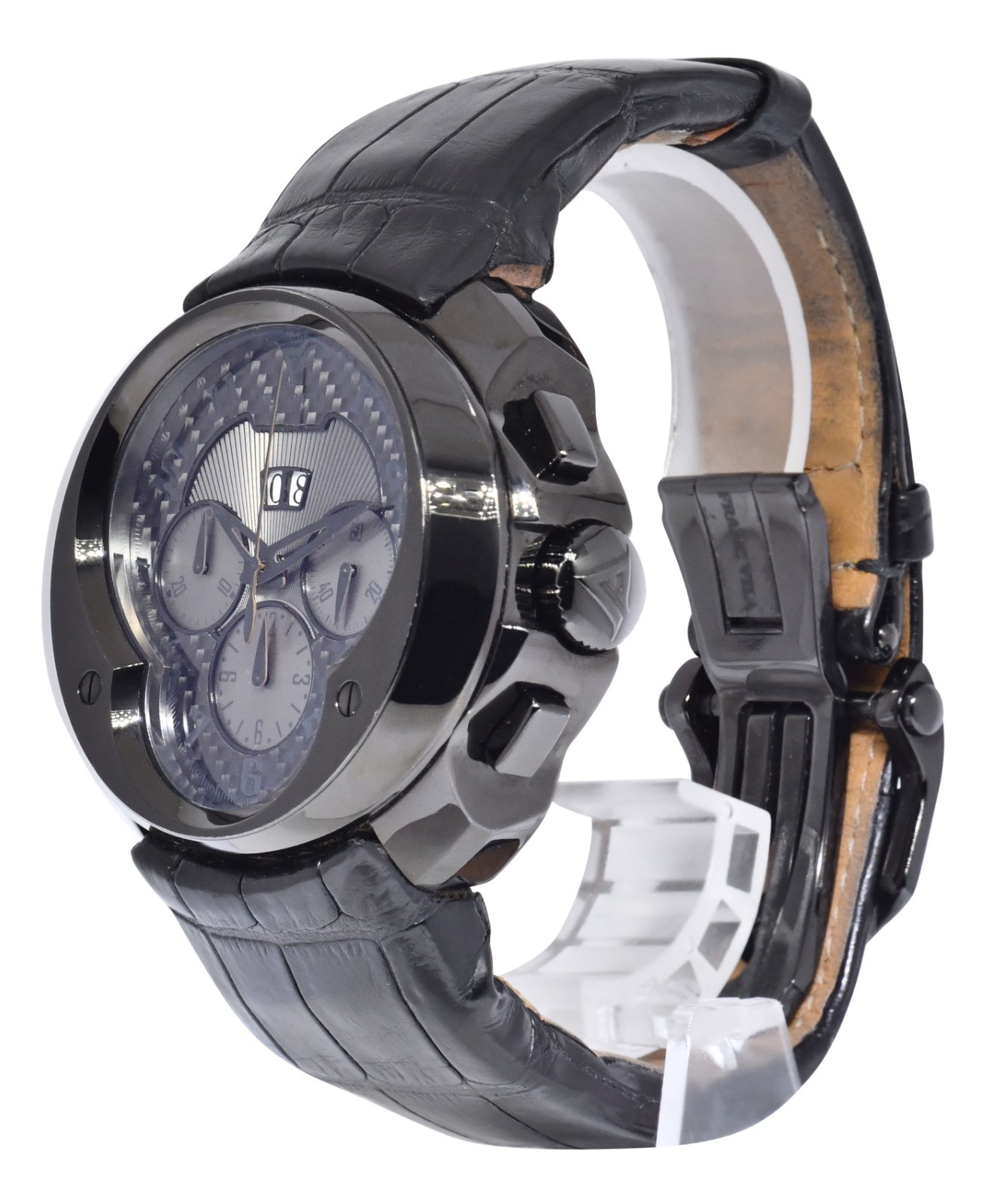 Franc Vila Chronograph Black Steel PVD Dark Side Carbon Fiber Mens Watch FVa8CH