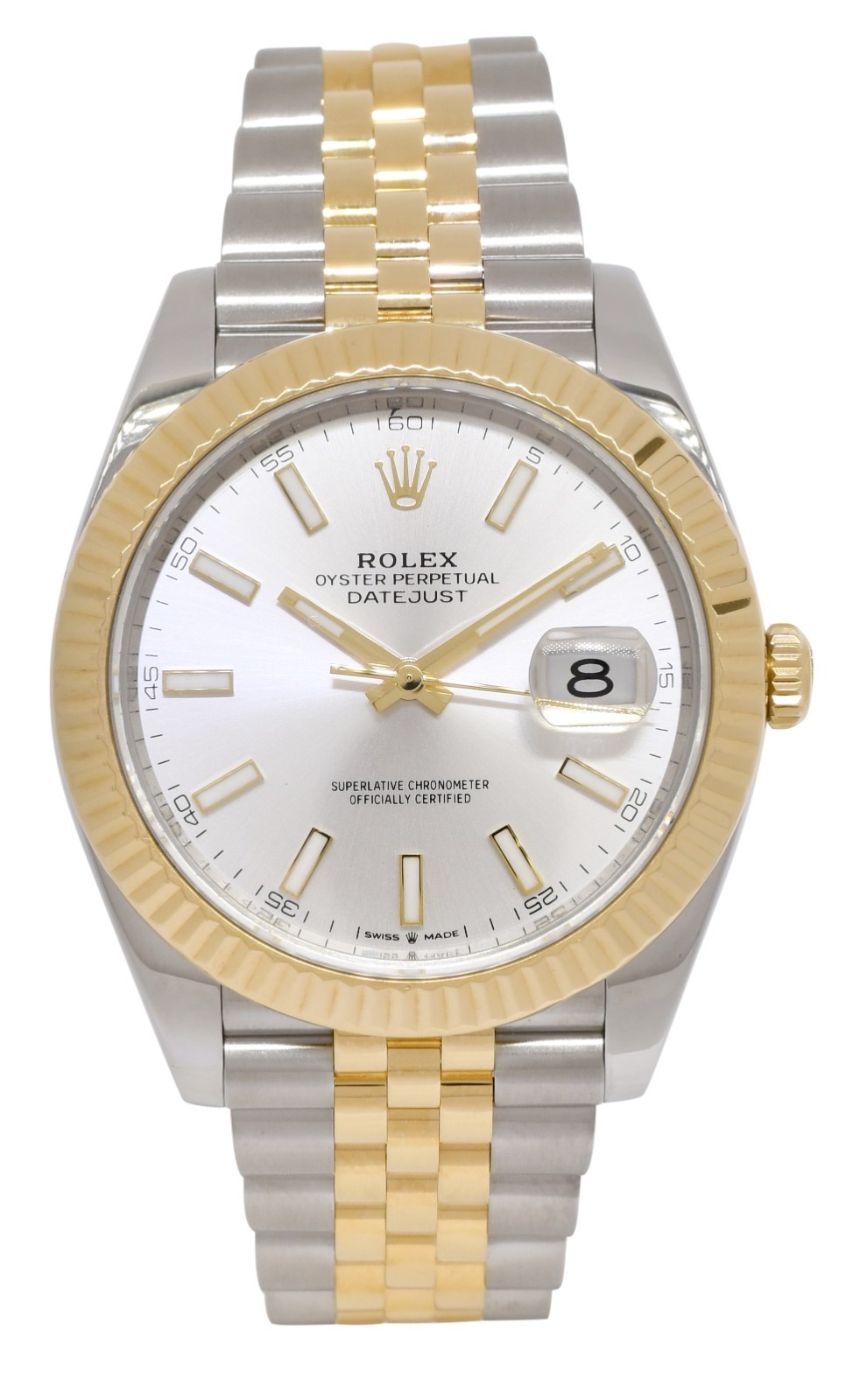 Rolex Datejust 41 18k Yellow Gold/Steel Silver Dial Jubilee Watch 126333