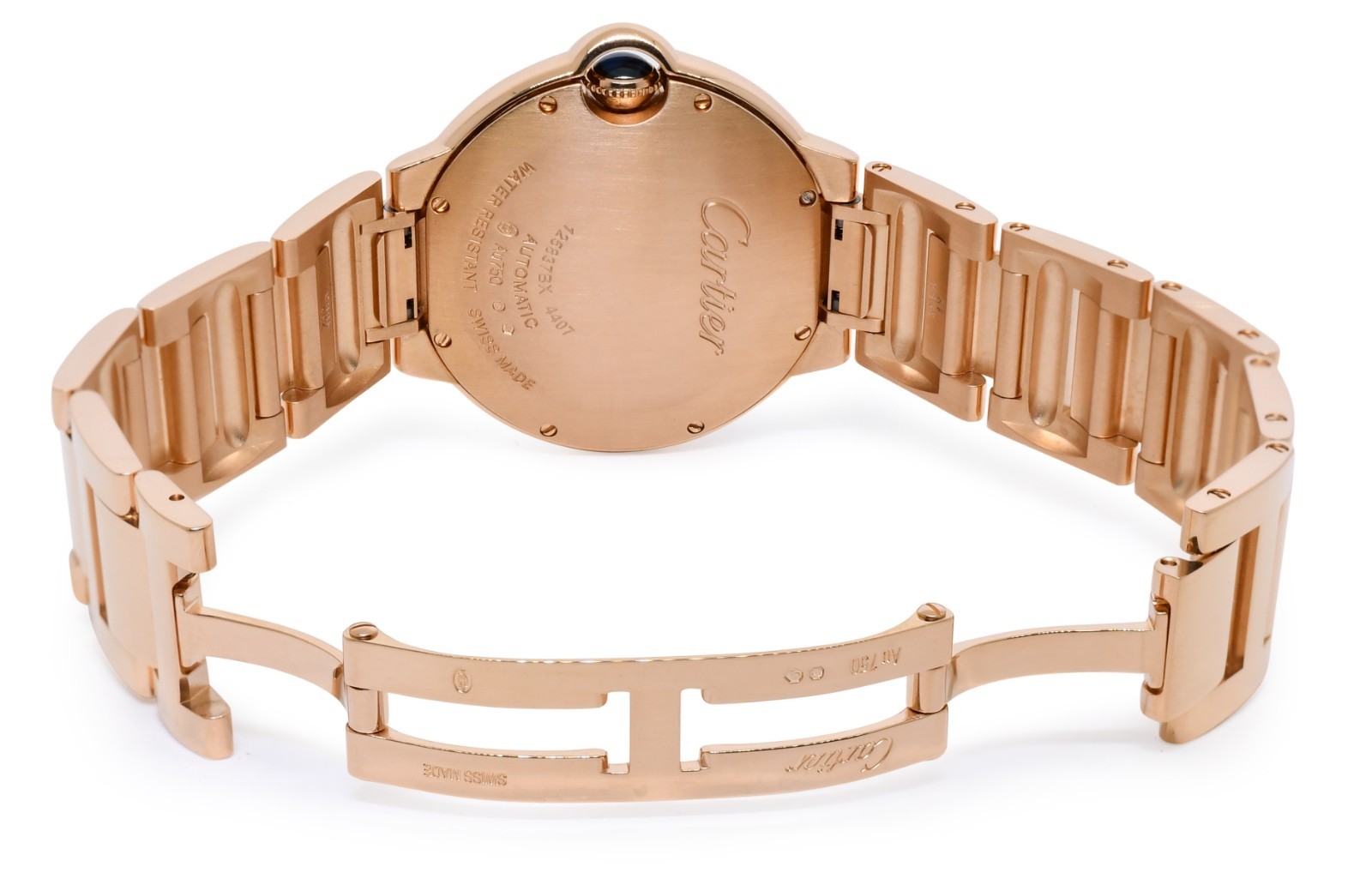 Cartier Ballon Bleu 36mm 18k Rose Gold Diamond Bezel Watch WJBB0067 4407