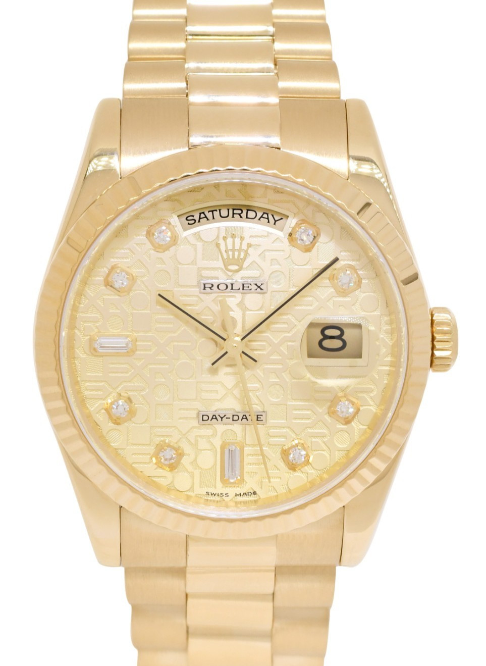 Rolex Day-Date President Yellow Gold Jubilee Diamond Dial 36mm Watch Y 118238