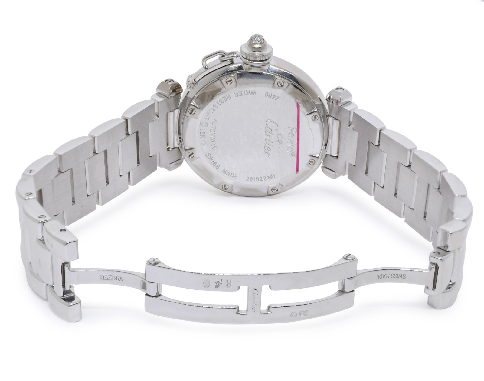 Cartier Pasha 18k White Gold Diamond Grid/Bezel Ladies 32mm Watch +Box 2400