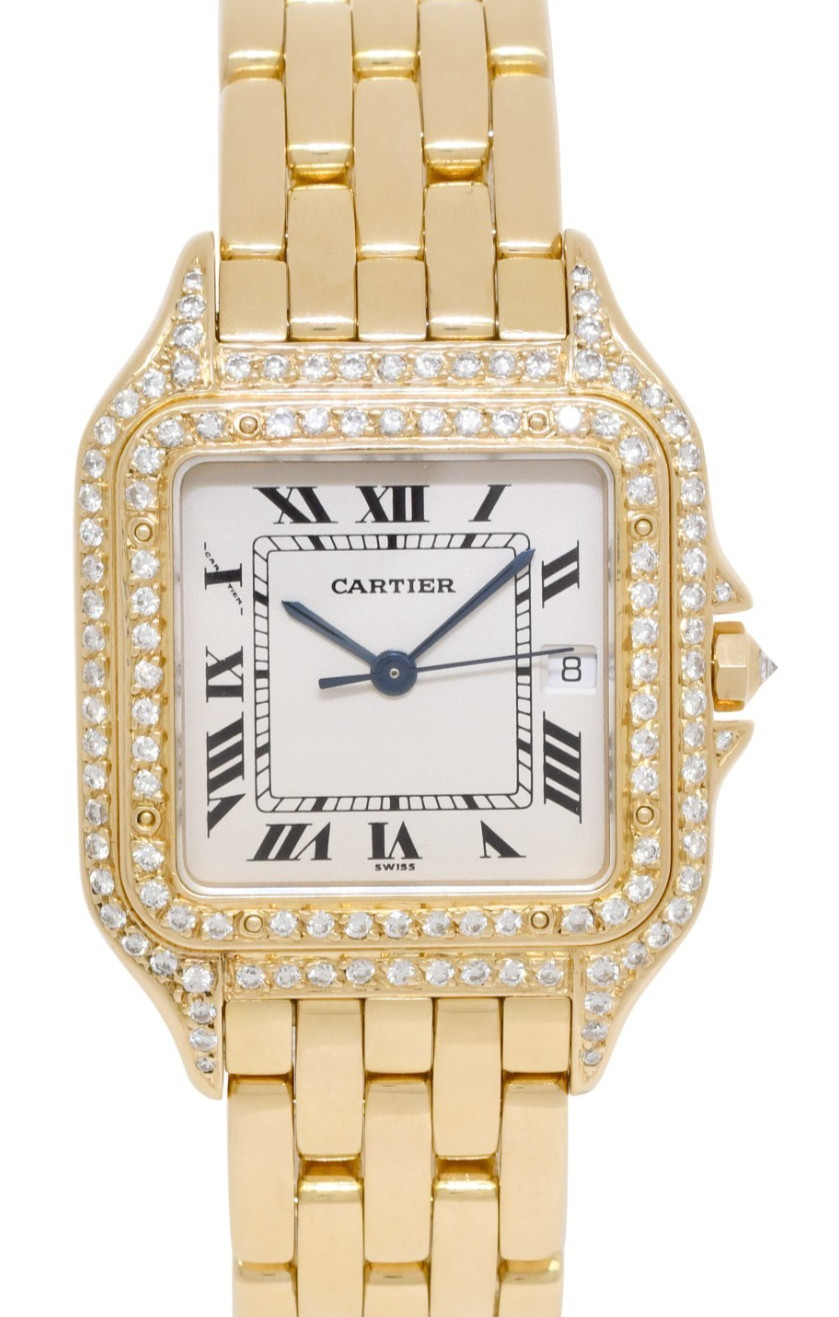 Cartier Panthere Large 18k Yellow Gold & Diamond Ladies Quartz Watch 887968
