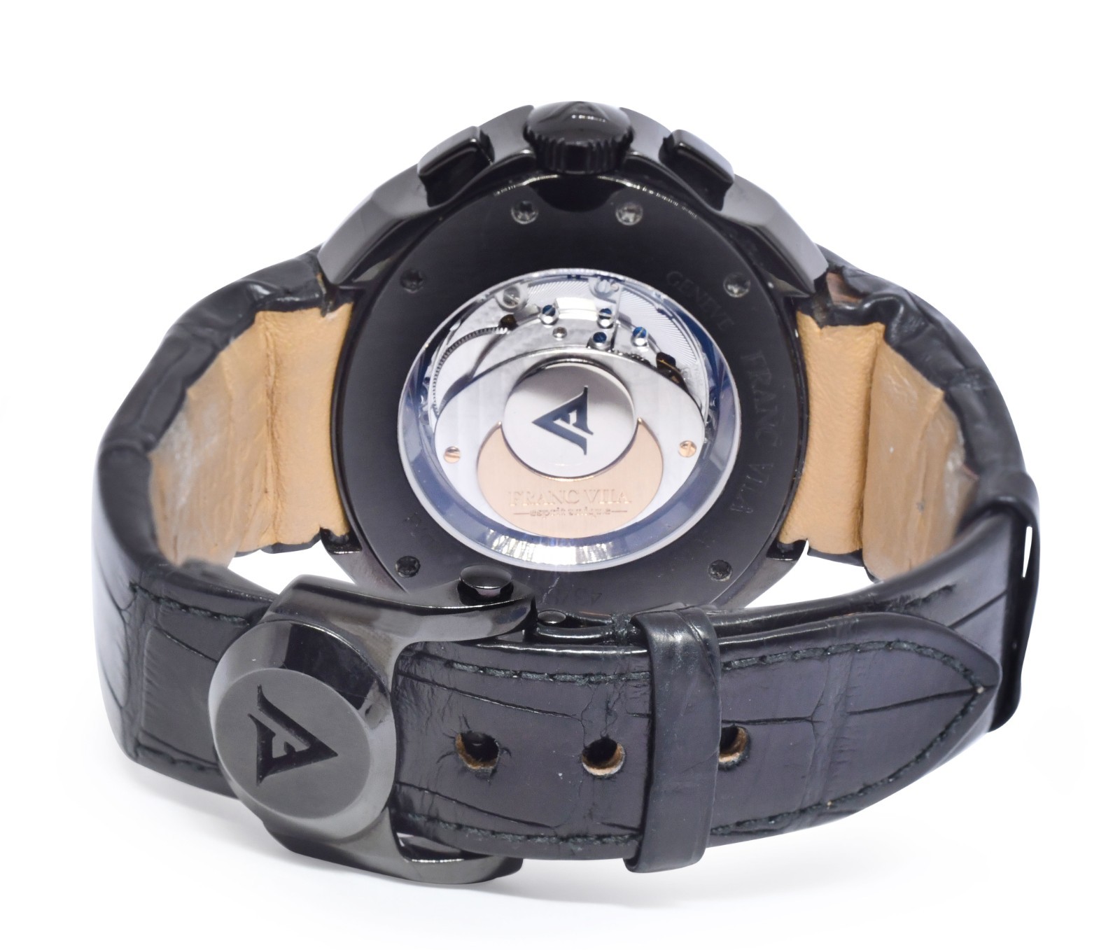 Franc Vila Chronograph Black Steel PVD Dark Side Carbon Fiber Mens Watch FVa8CH