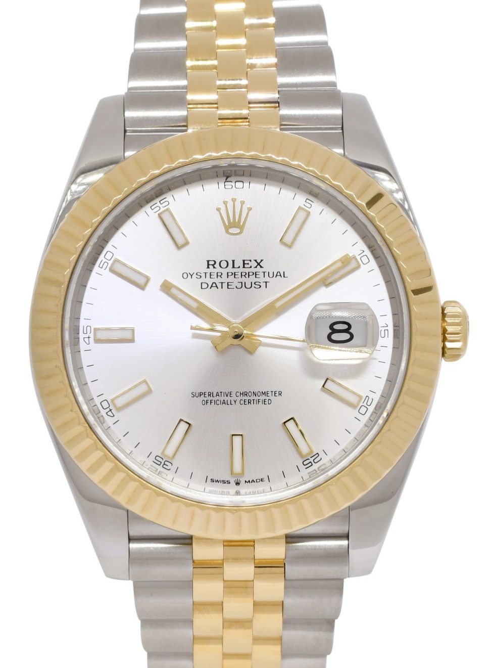 Rolex Datejust 41 18k Yellow Gold/Steel Silver Dial Jubilee Watch 126333