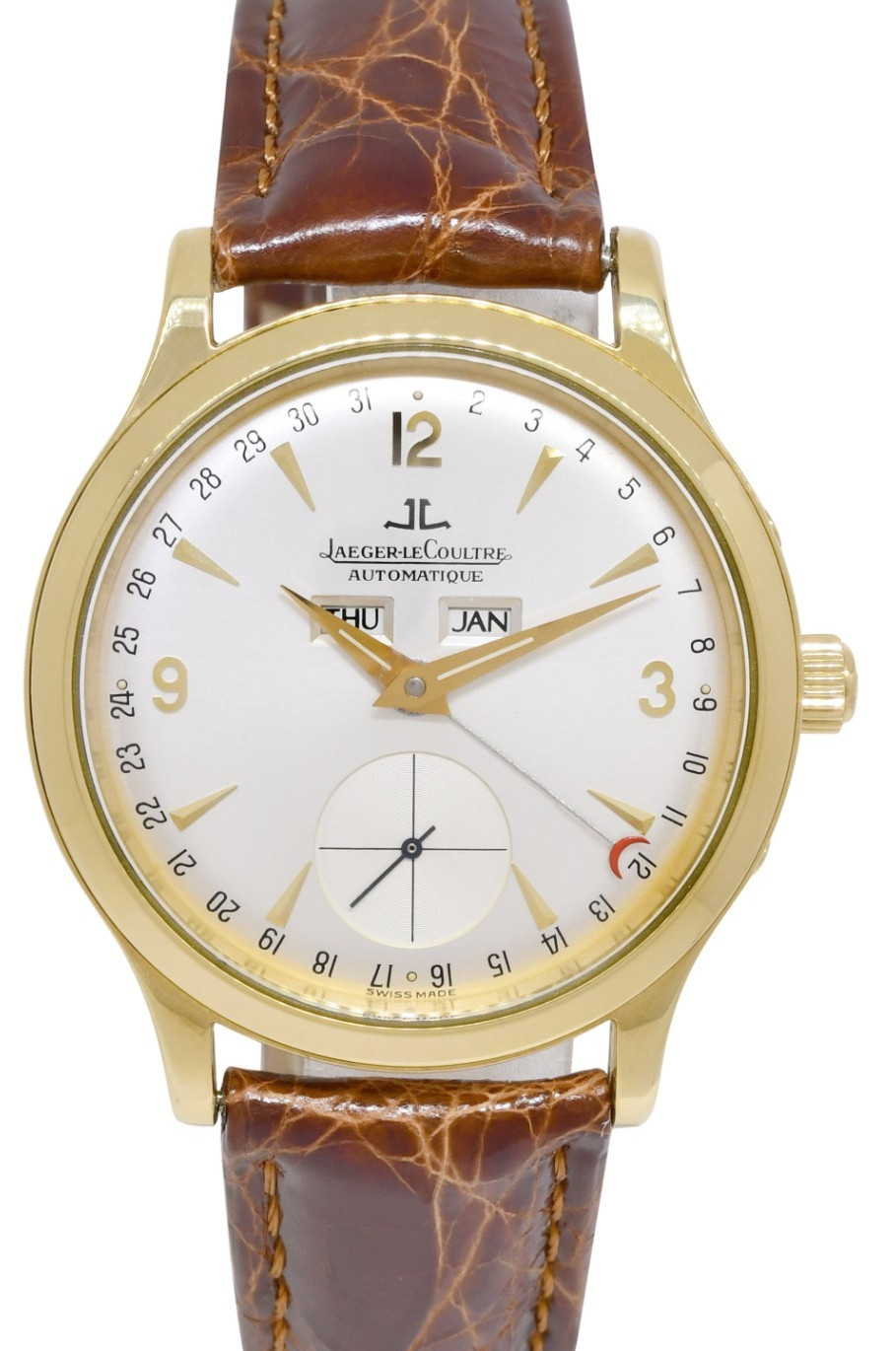 Jaeger LeCoultre Master Control Triple Calendar 18k Yellow Gold Watch 140.1.87