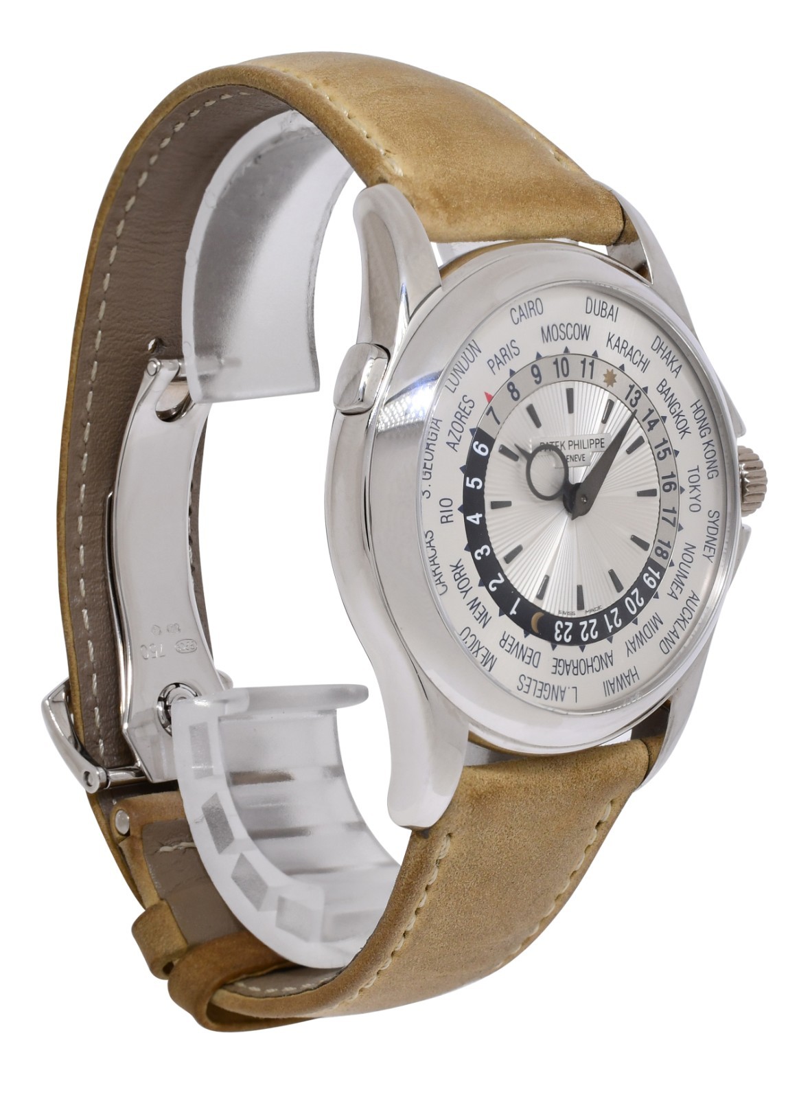 Patek Philippe World Time 18K WG Complications Mens 39.5mm Watch +Archive 5130G