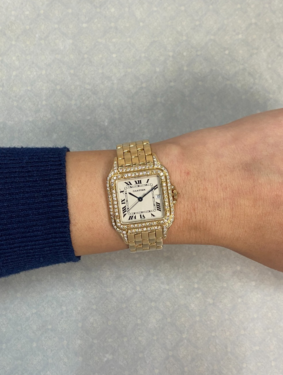 Cartier Panthere Large 18k Yellow Gold & Diamond Ladies Quartz Watch 887968