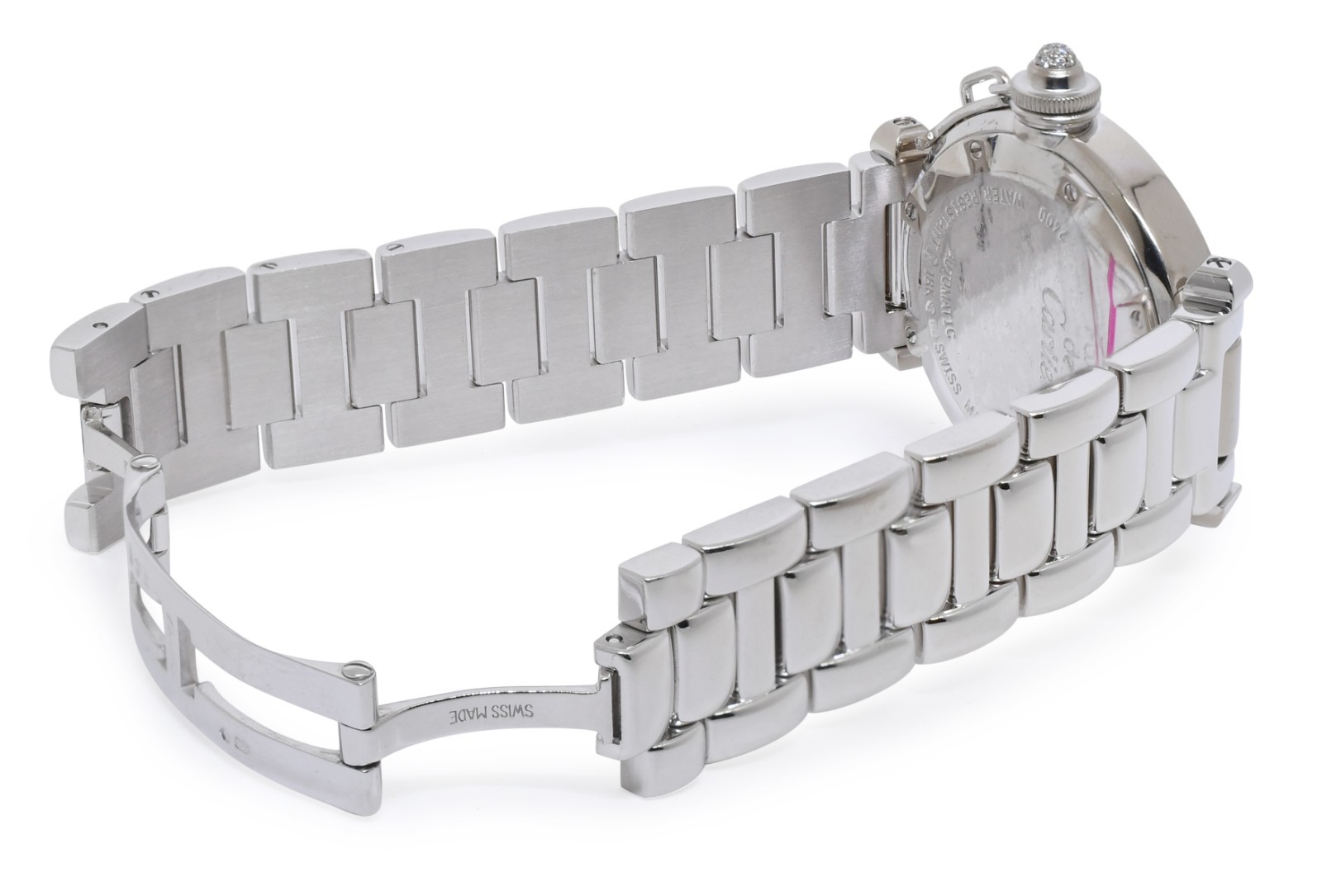 Cartier Pasha 18k White Gold Diamond Grid/Bezel Ladies 32mm Watch +Box 2400