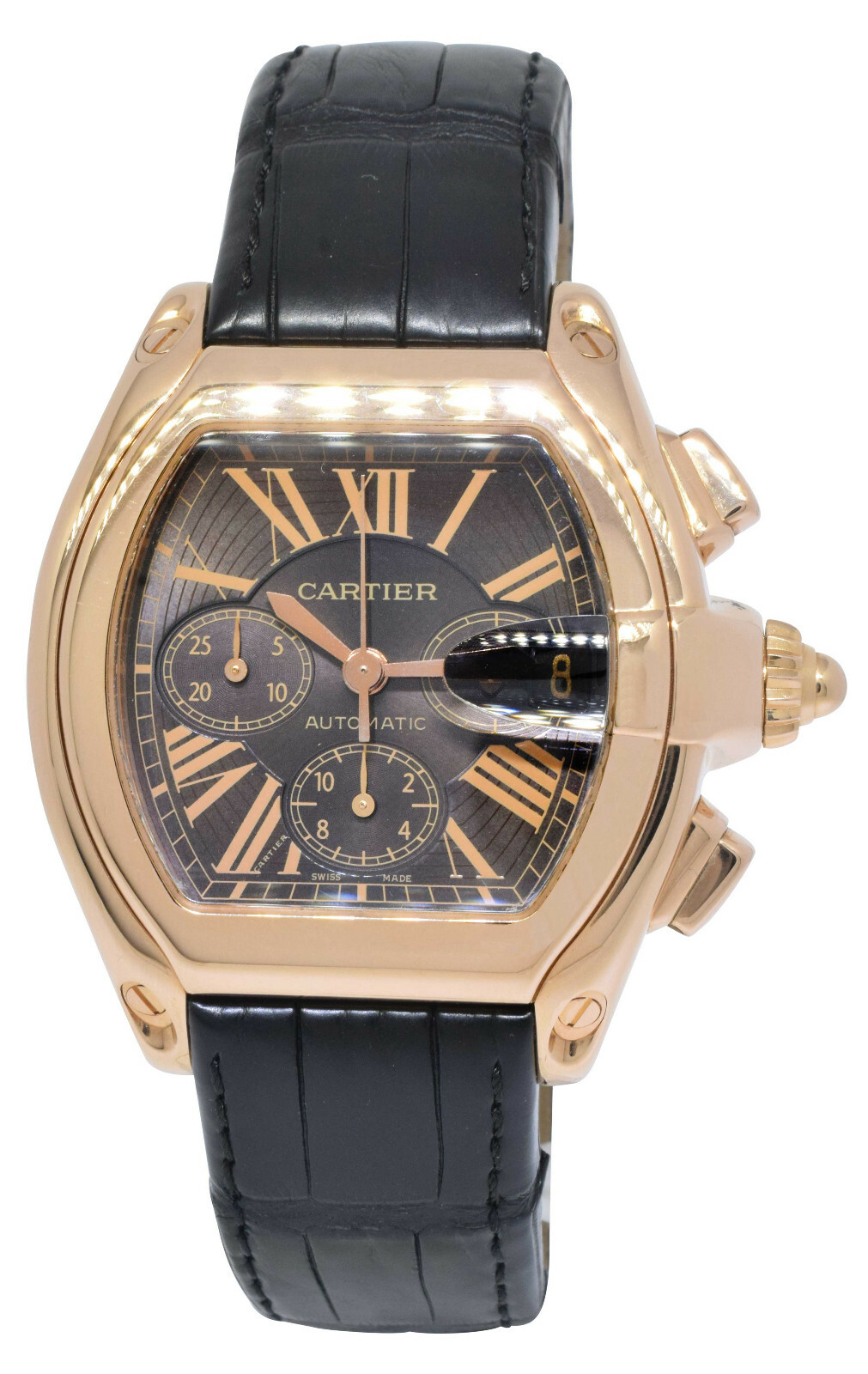 Cartier Roadster XL Chronograph 18k Rose Gold Brown Dial Men Watch W62042Y5 2848