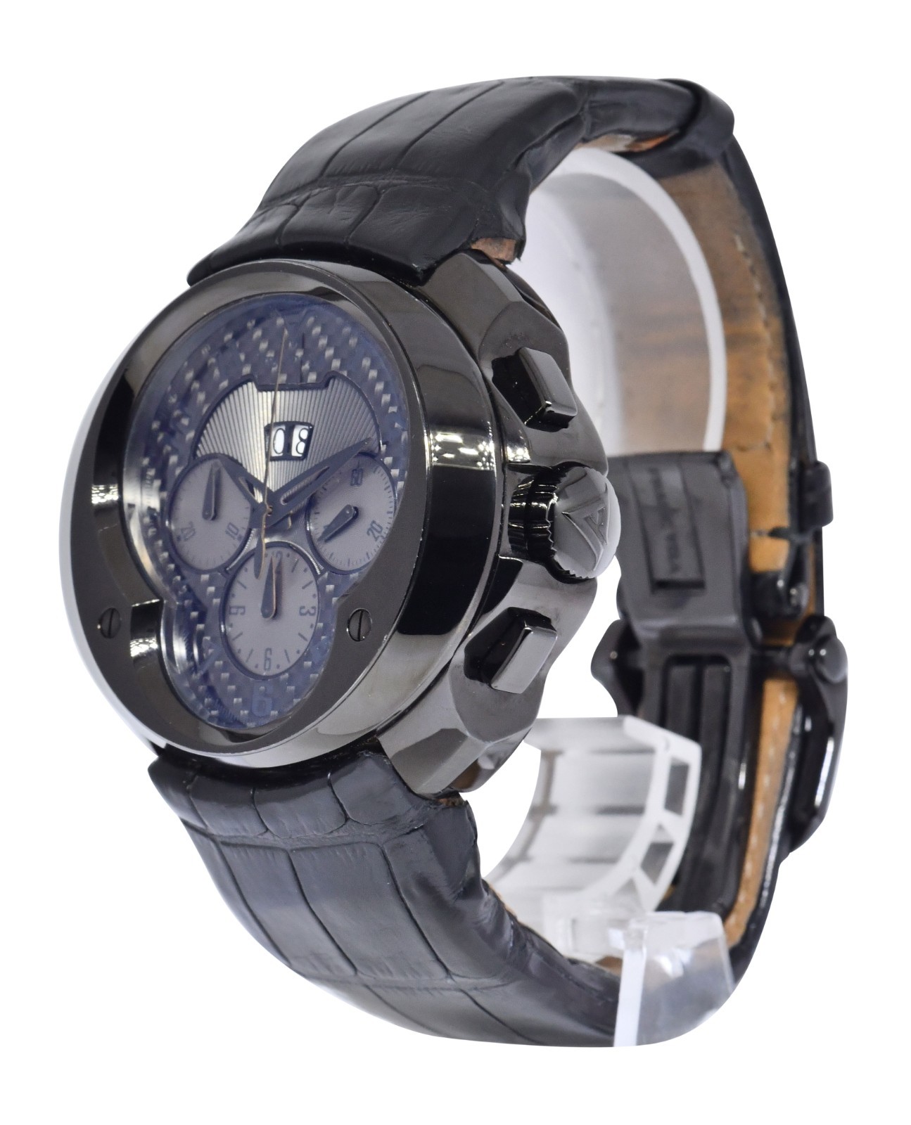 Franc Vila Chronograph Black Steel PVD Dark Side Carbon Fiber Mens Watch FVa8CH