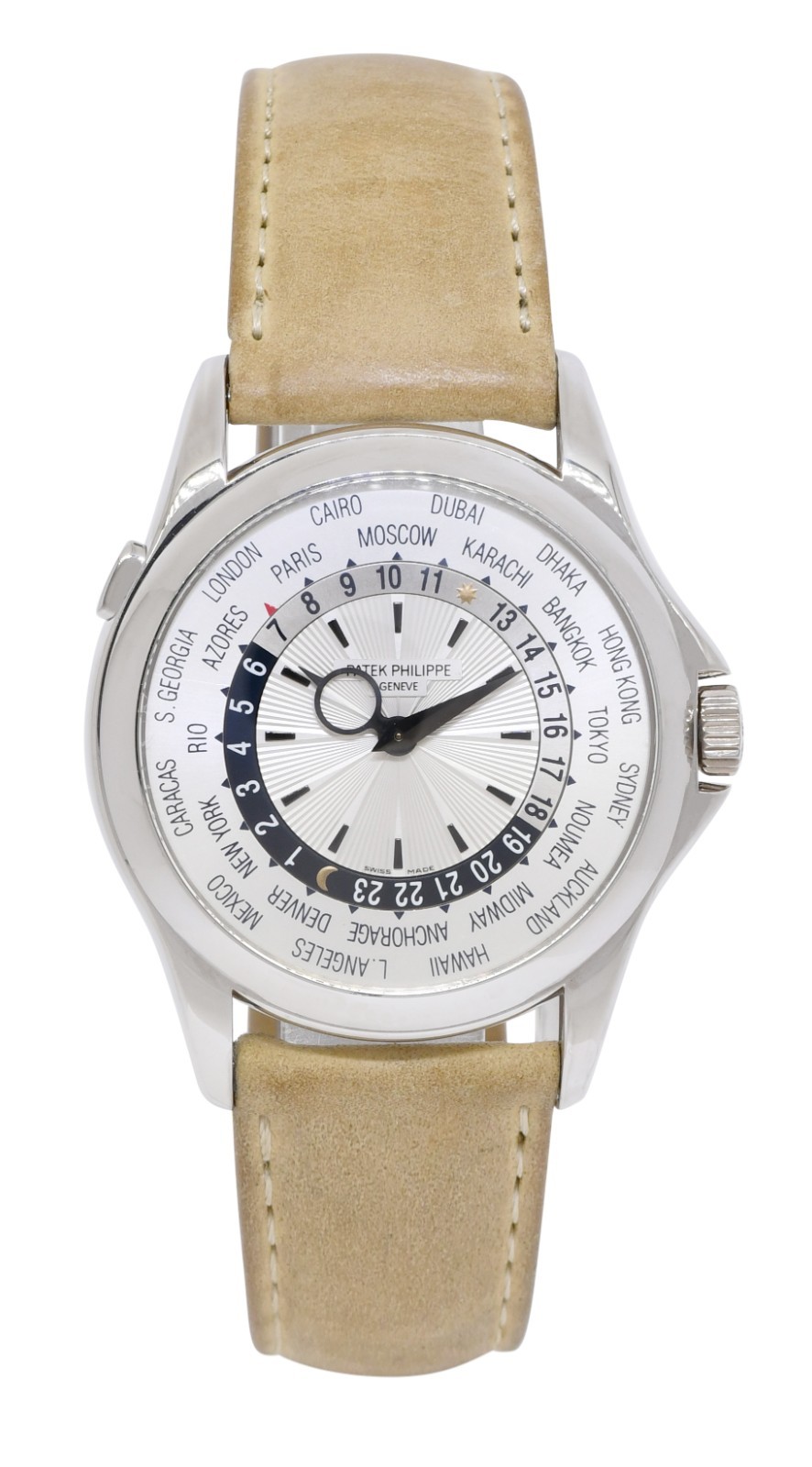 Patek Philippe World Time 18K WG Complications Mens 39.5mm Watch +Archive 5130G