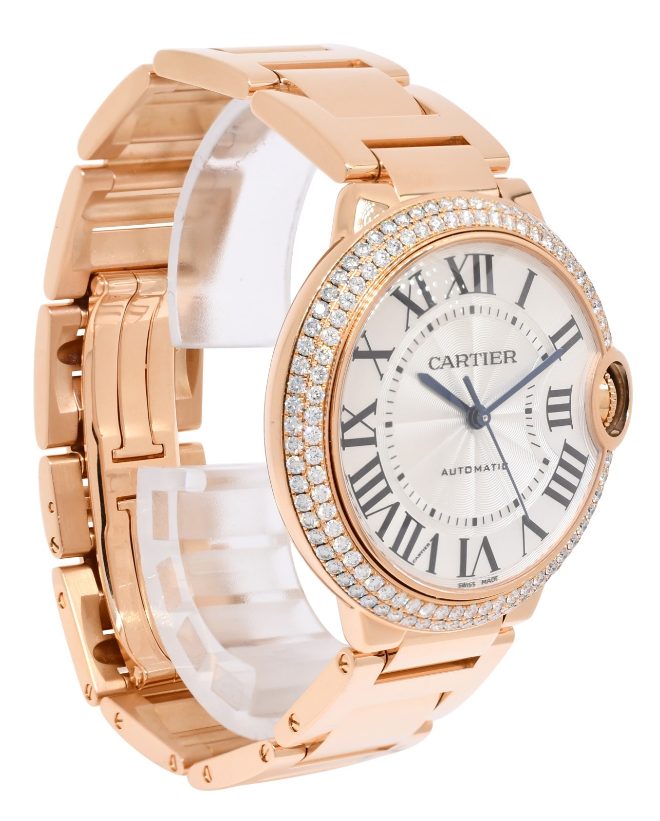 Cartier Ballon Bleu 36mm 18k Rose Gold Diamond Bezel Watch WJBB0067 4407