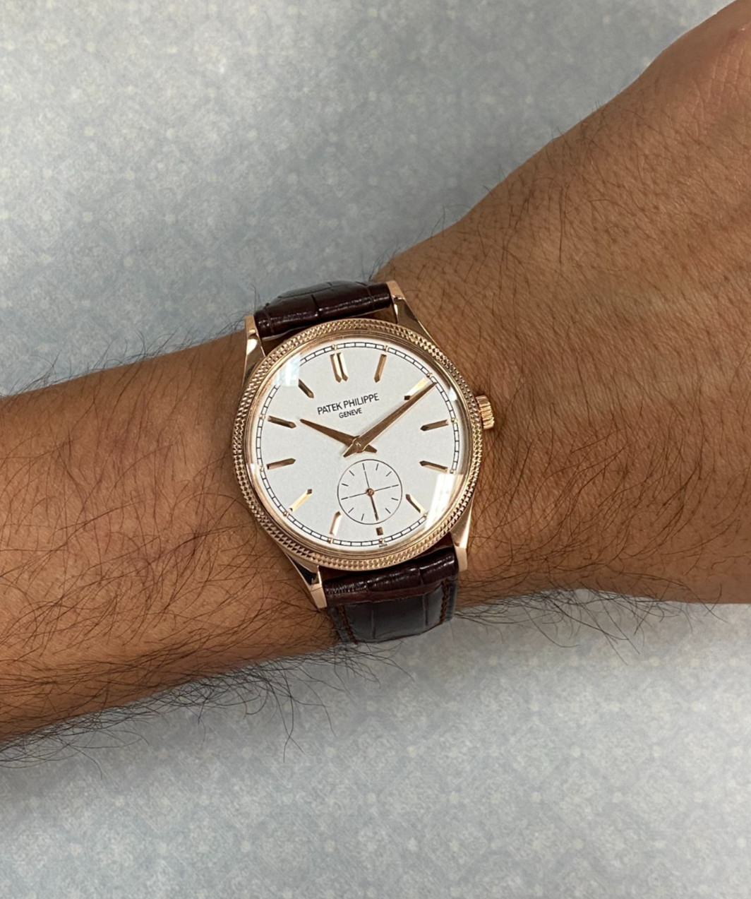 Patek Philippe Calatrava 6119 Rose Gold Silver Dial Mens 39mm Manual Watch 6119R