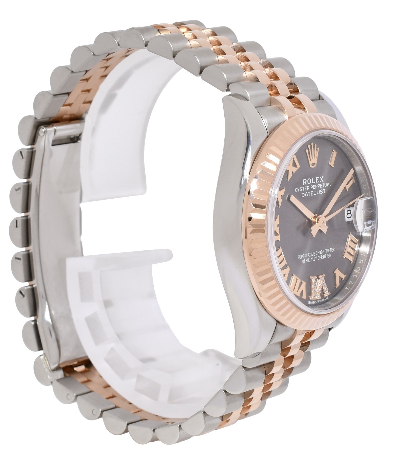Rolex Datejust 31 18k Rose Gold/Steel Slate Diamond VI Watch +Card '21 278271