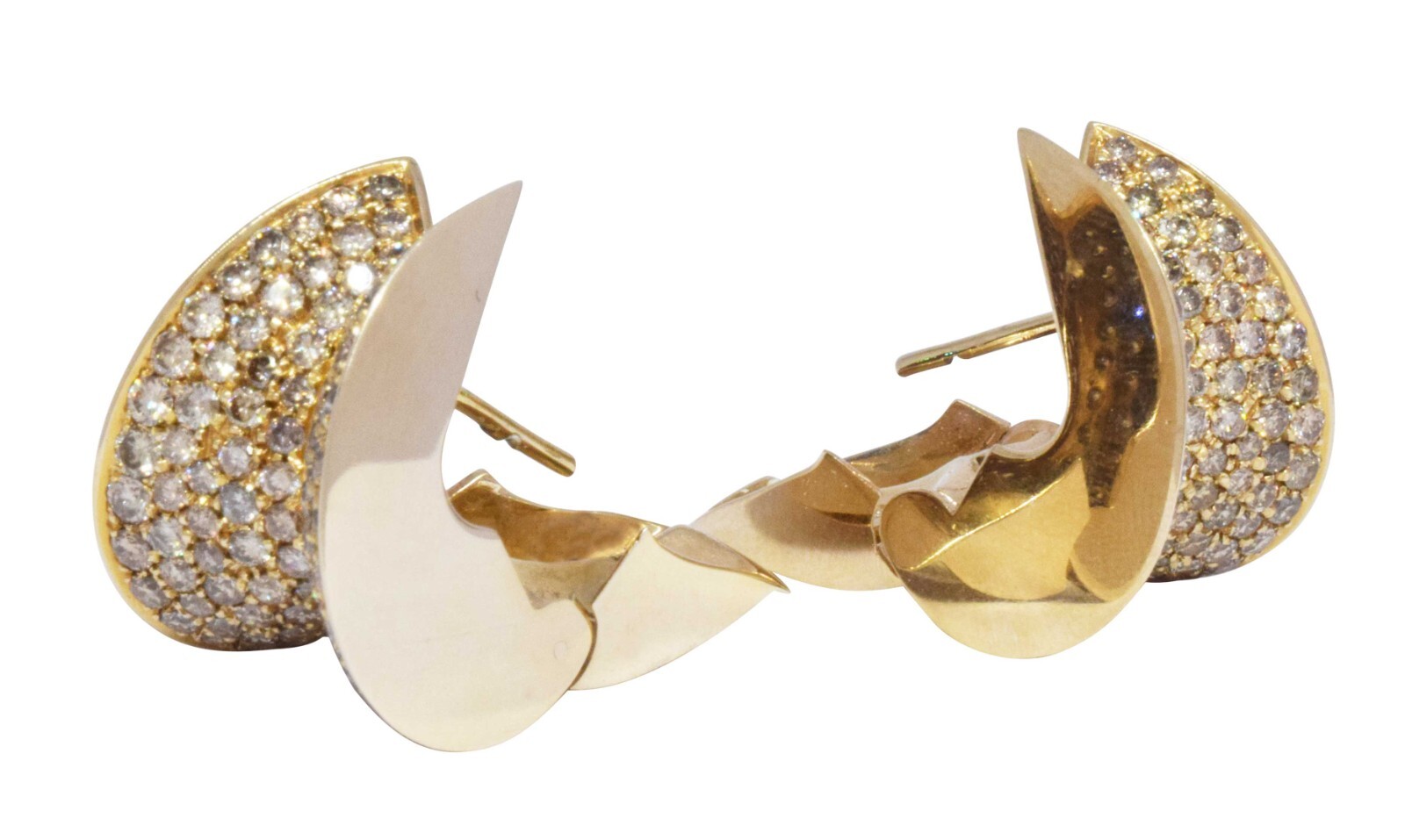 Earrings Ladies Modern 18k Yellow Gold 4.00 Carat Chocolate Diamonds