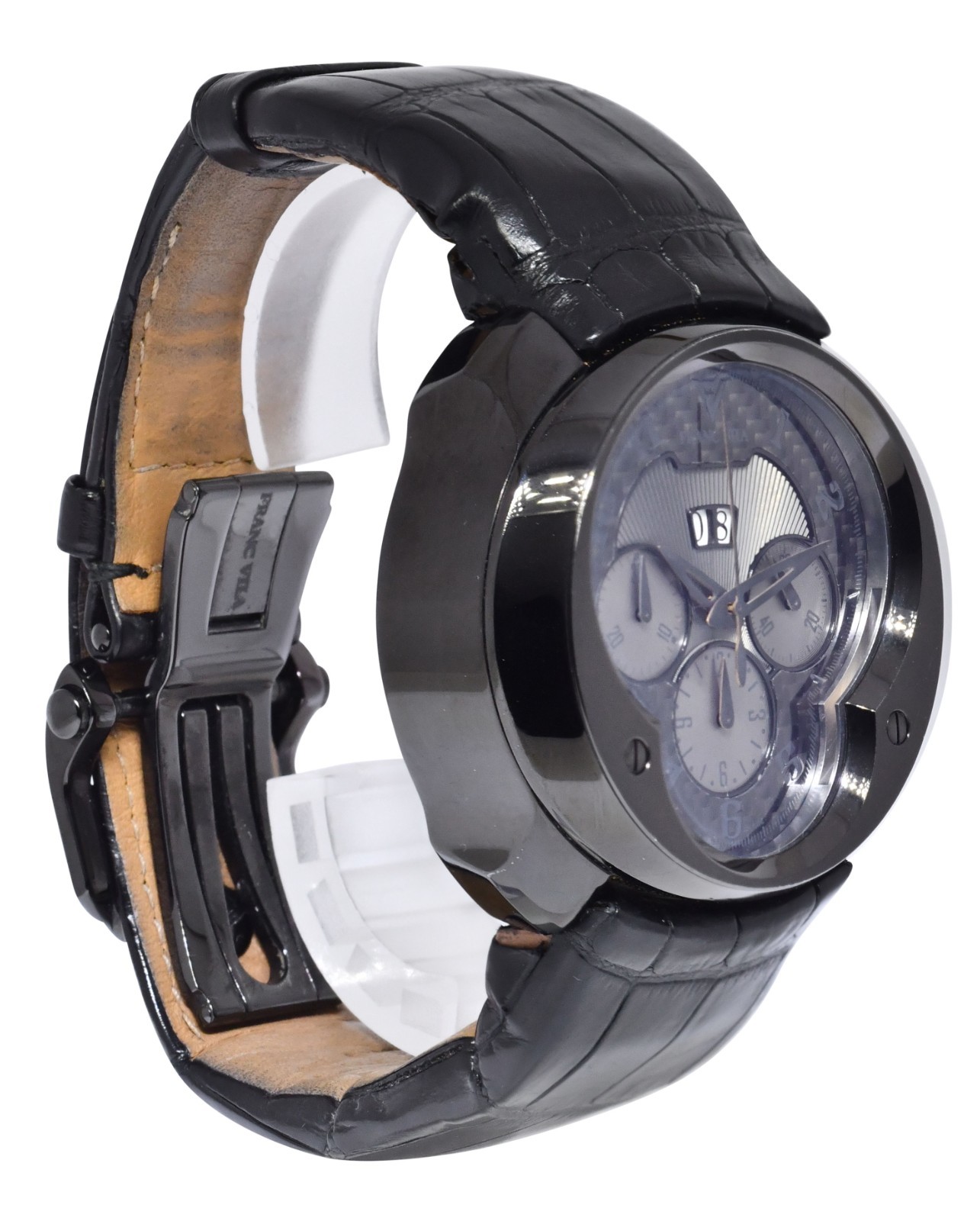 Franc Vila Chronograph Black Steel PVD Dark Side Carbon Fiber Mens Watch FVa8CH