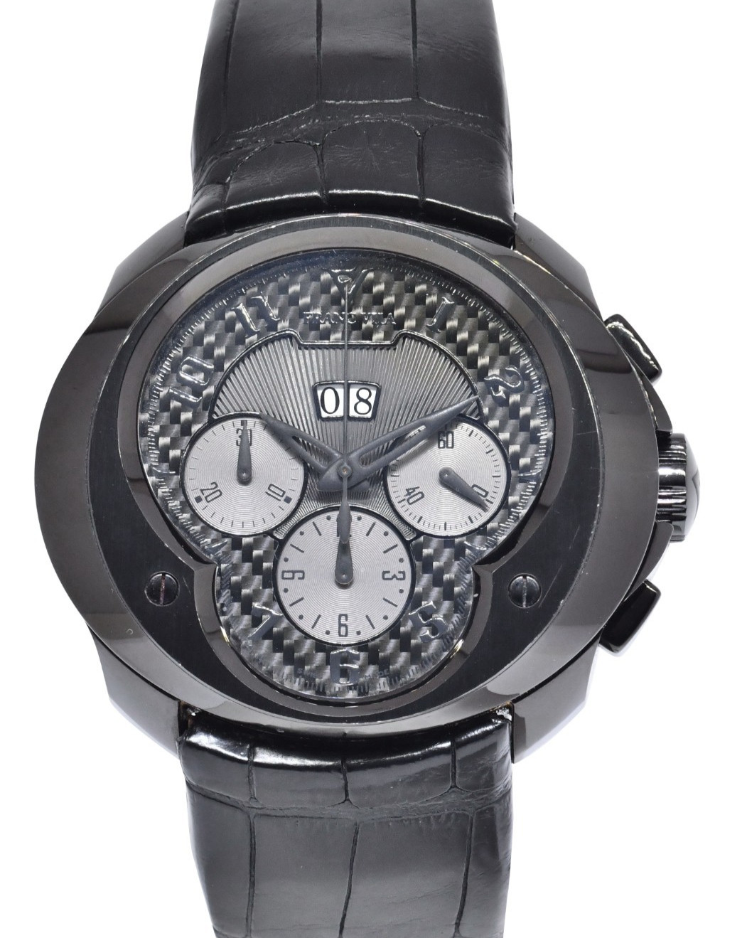 Franc Vila Chronograph Black Steel PVD Dark Side Carbon Fiber Mens Watch FVa8CH