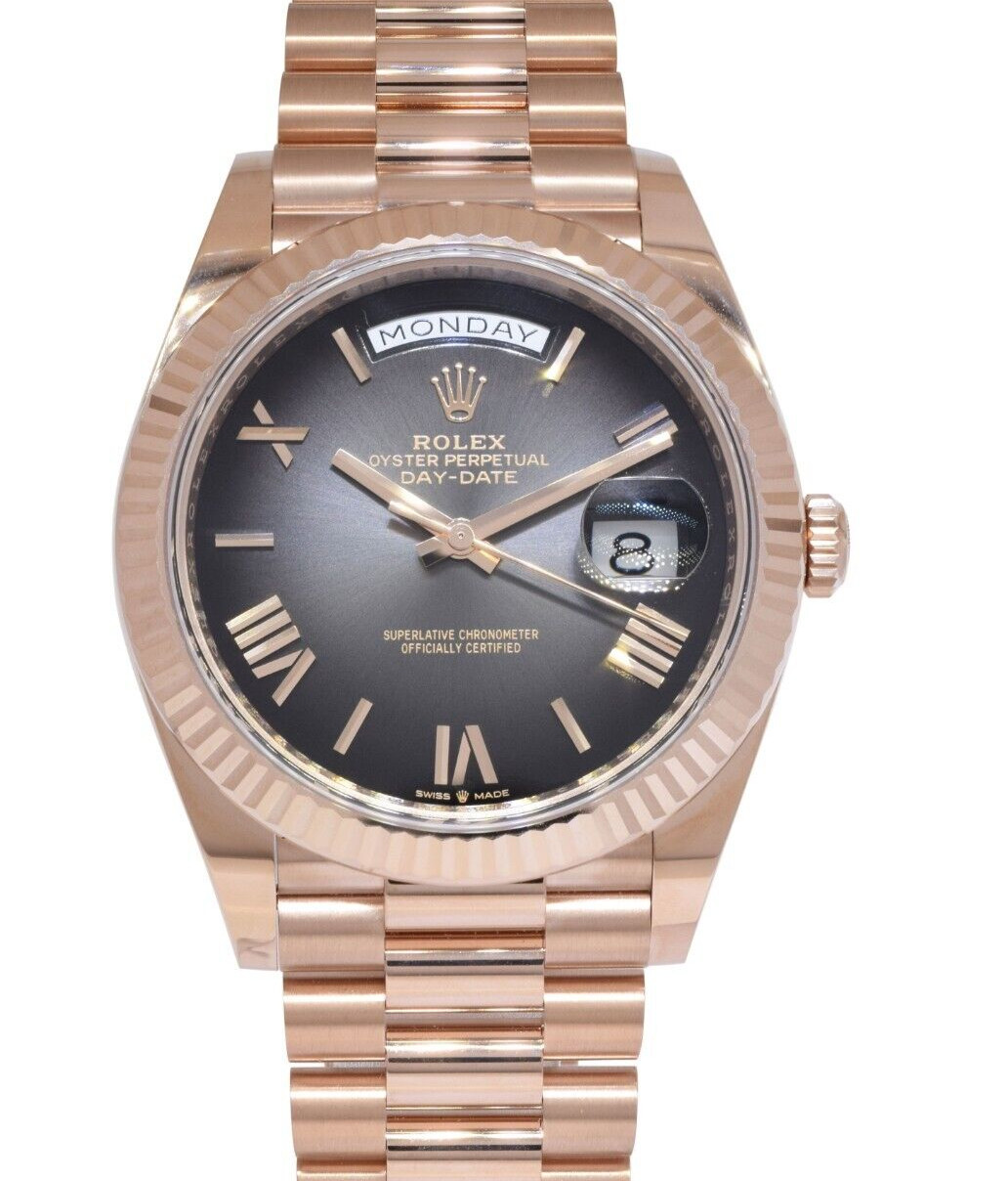 NEW Rolex Day-Date 40 President 18k Rose Gold Slate Ombre Watch B/P '26 228235