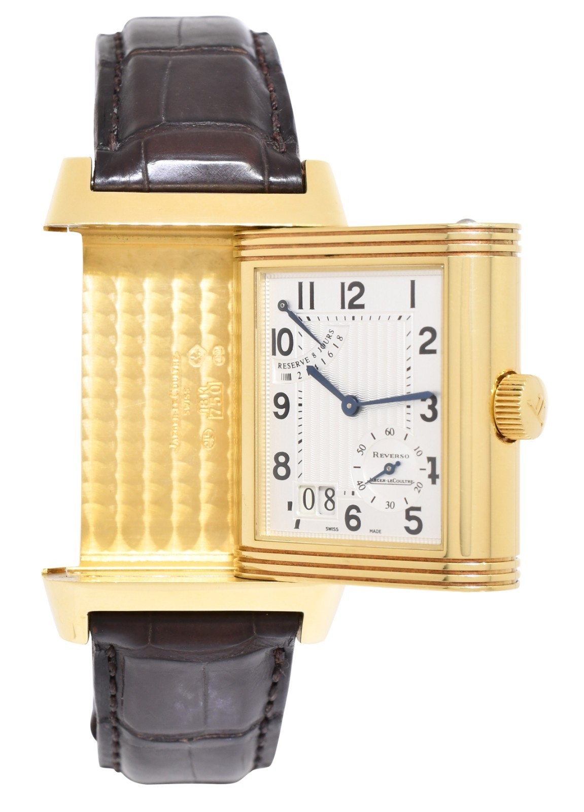 Jaeger LeCoultre Reverso Grande Date 8 Day Yellow Gold Watch Q3001420 240.1.15