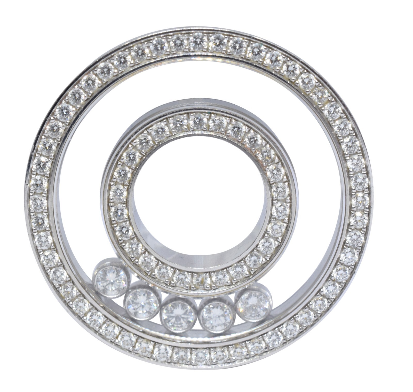 Chopard Happy Diamonds 18k White Gold Diamond Circles Pendant Necklace