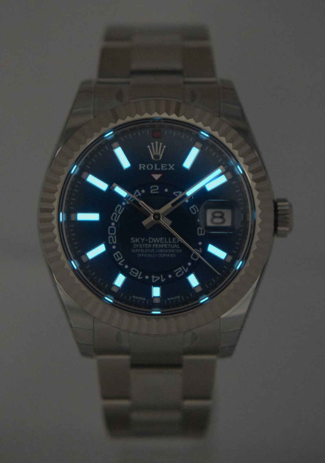 NEW Rolex Sky-Dweller 18k Gold/Steel Blue Dial 42mm Watch Box/Papers '23 326934