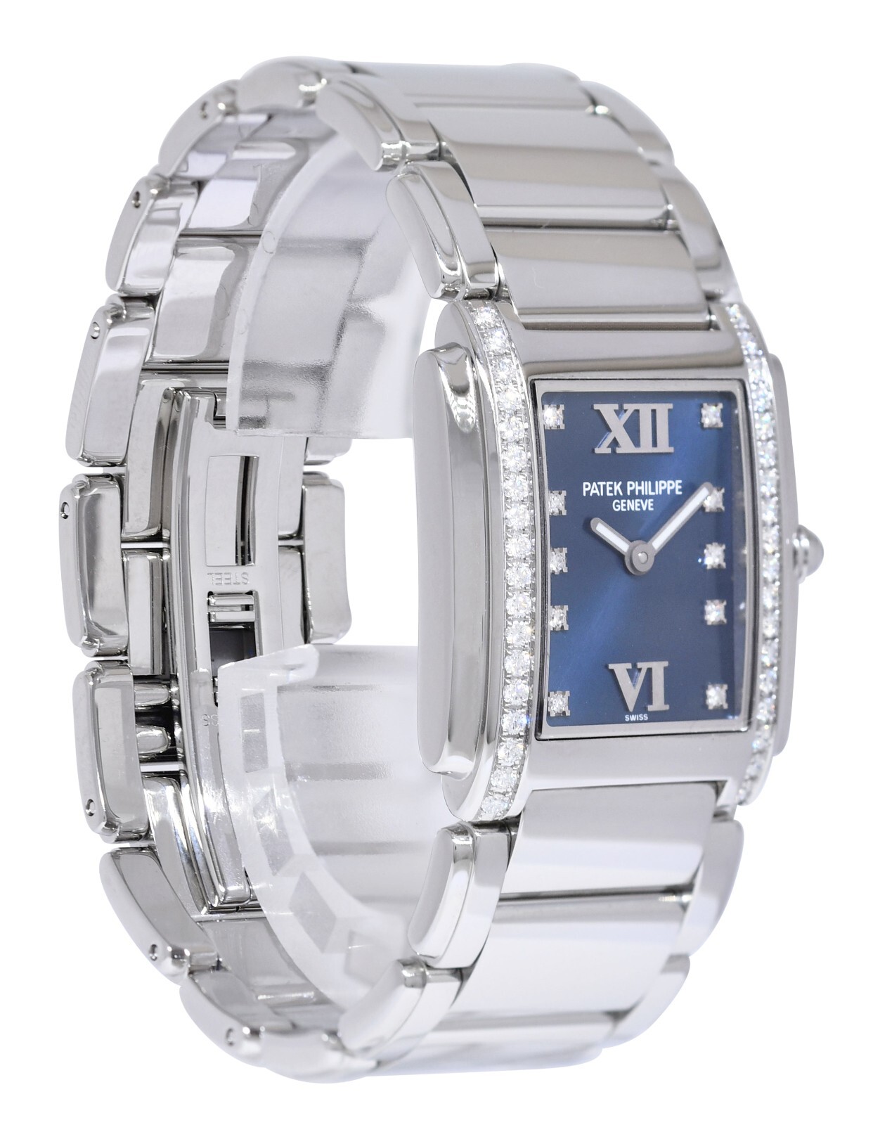 Patek Philippe Twenty~4 Steel & Diamond Blue Dial Ladies Watch 24 4910/10A