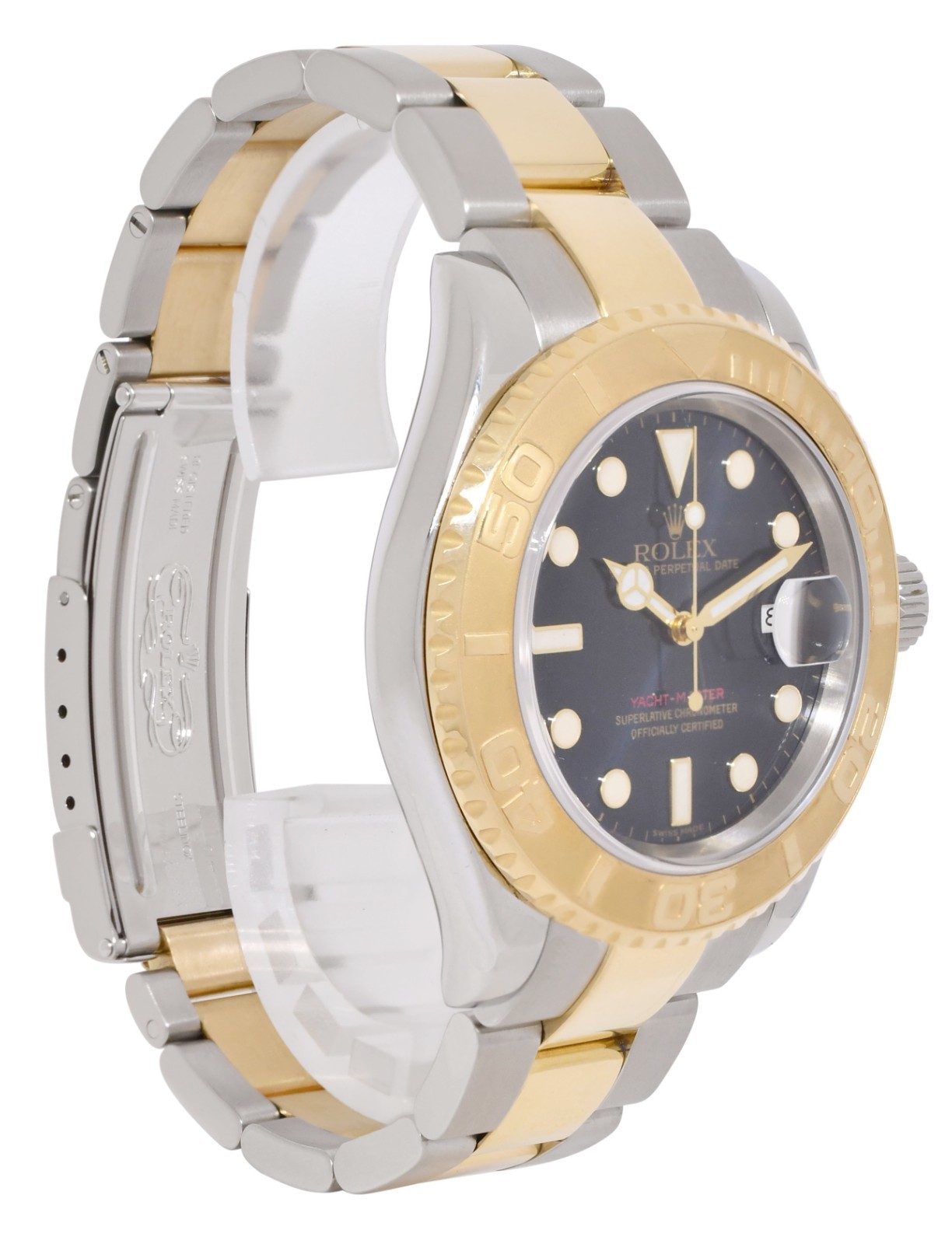 Rolex Yacht-Master 18k Yellow Gold/Steel Blue Dial 40mm Watch F 16623