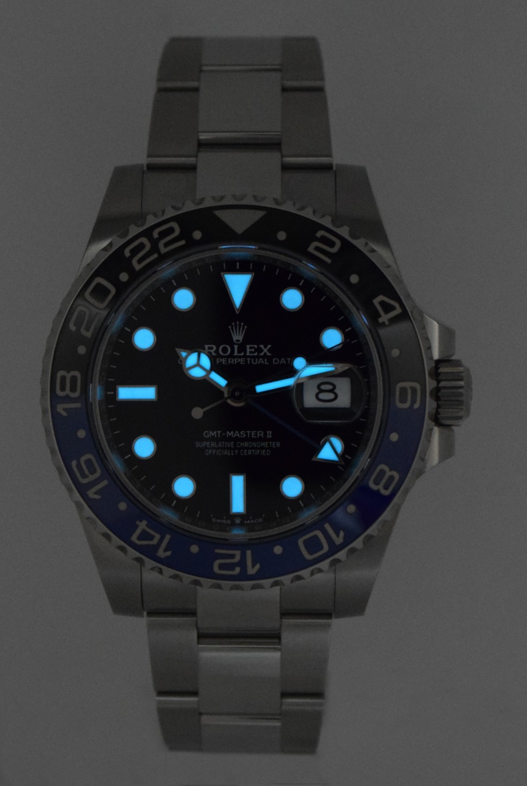 NOS Rolex GMT-Master II Black/Blue Mens Ceramic Oyster Steel B/P '25 126710