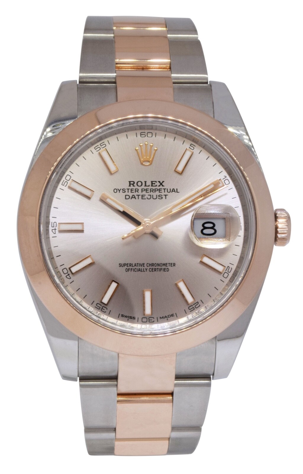 Rolex Datejust 41 18k Rose Gold/Steel Sundust Dial Mens Watch +Card '18 126301