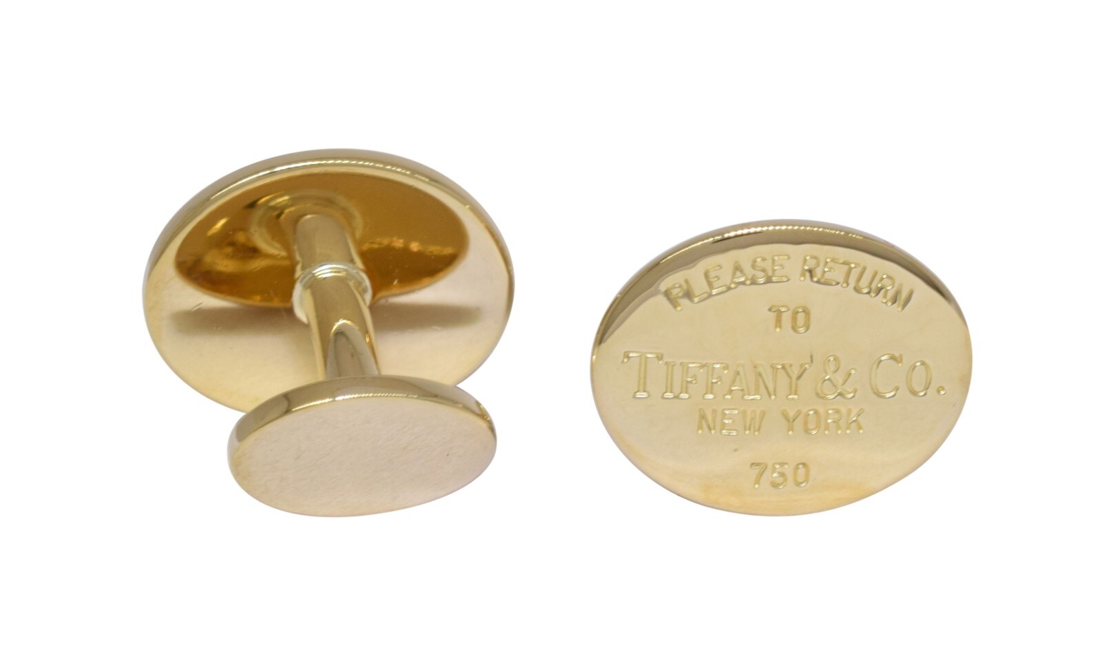 Tiffany & Co. "Return to Tiffany" 18k Yellow Gold Cufflinks +Pouch