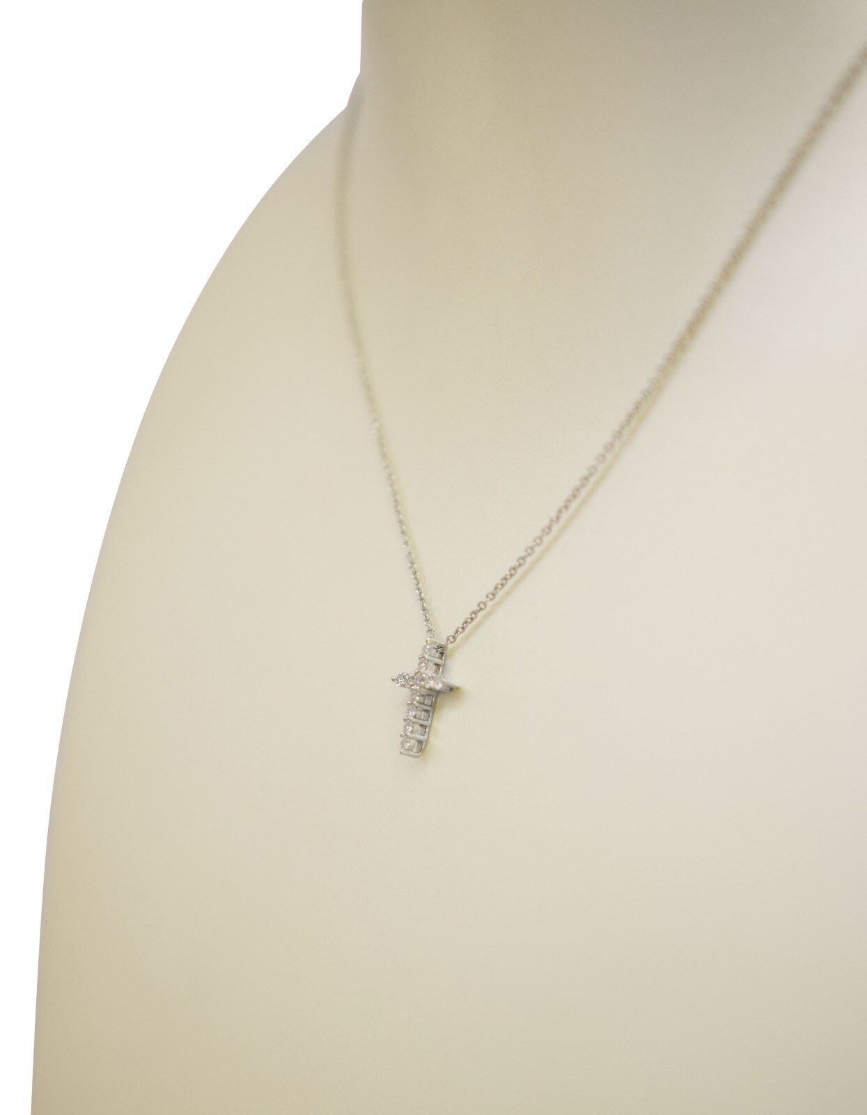 Tiffany & Co. Platinum Diamond Mini Cross Pendant on 16" Chain