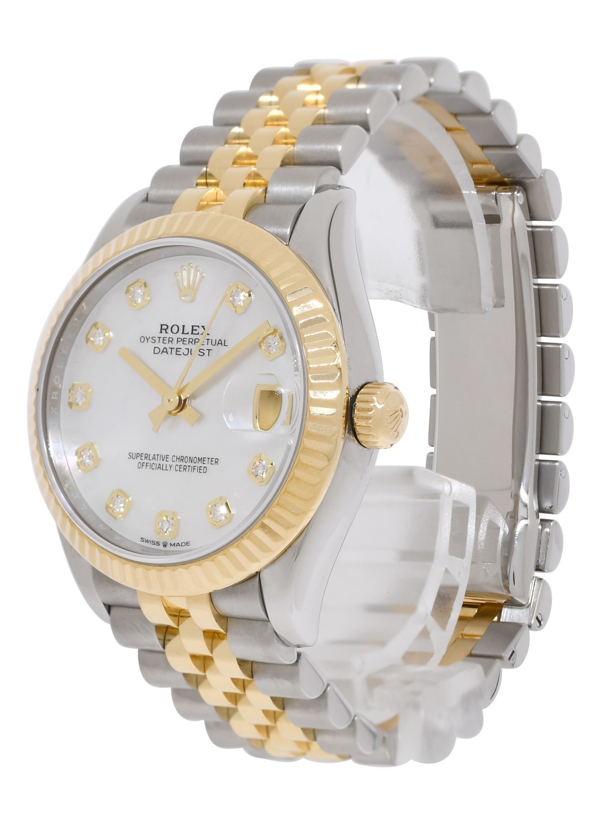 Rolex Datejust 31 18k Yellow Gold/Steel MOP Diamond Dial Ladies Watch 278273