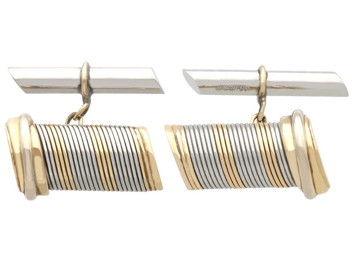 Cartier 18k Yellow & Stainless Steel Cufflinks Box/Papers '89