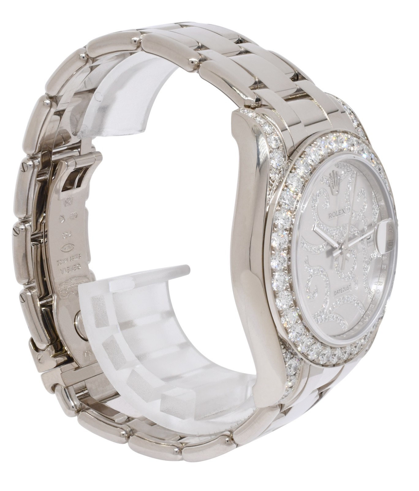 Rolex Datejust Pearlmaster 18k White Gold Diamond Ladies 34mm Watch B/P G 81159