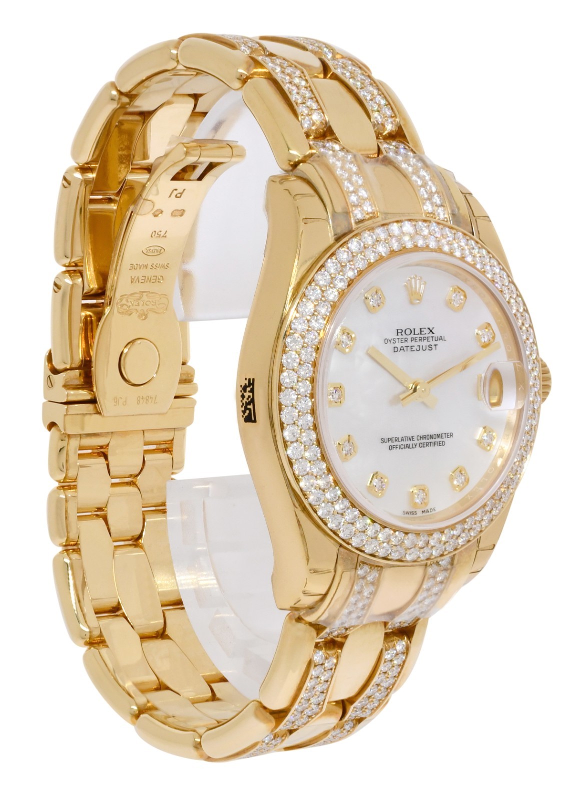Rolex Datejust Pearlmaster Yellow Gold MOP Diamond 34mm Watch +Card '10 81338