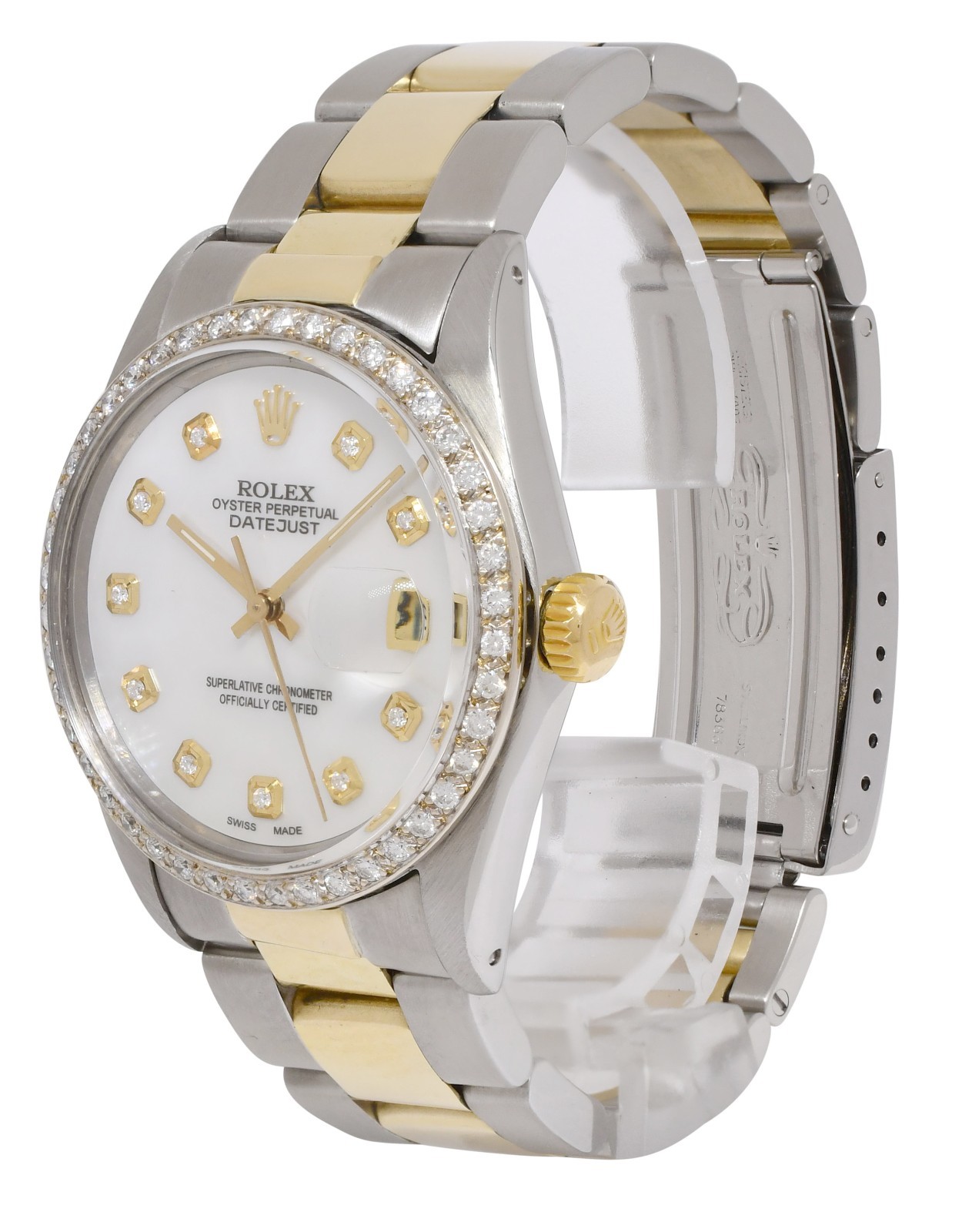 Rolex Datejust 14k Yellow Gold/Steel MOP Diamond 36mm Vintage Watch '81 16013