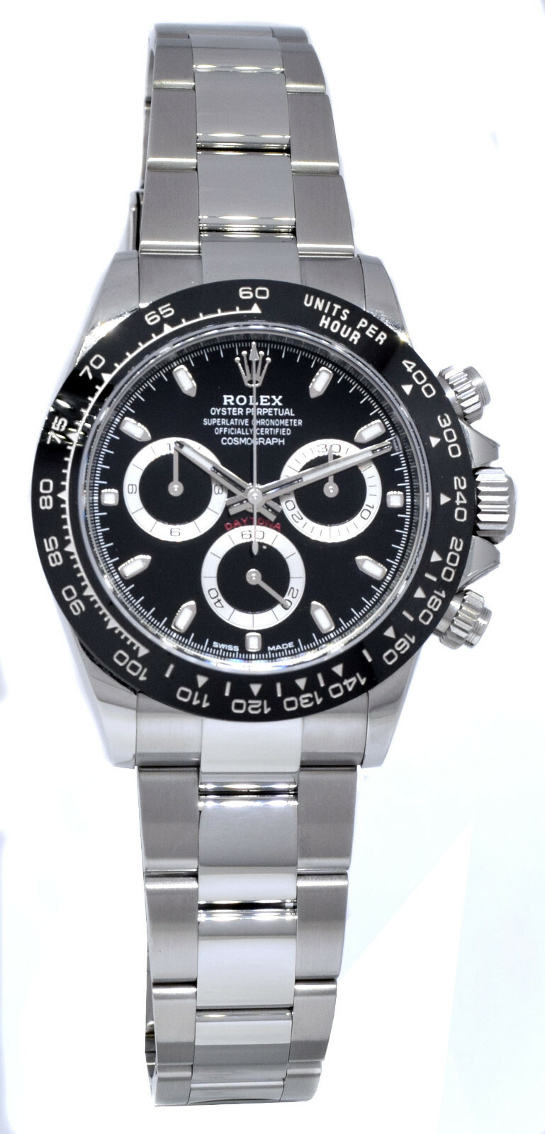 NEW Rolex Daytona Chronograph Steel & Ceramic Watch Black B/P '22 116500