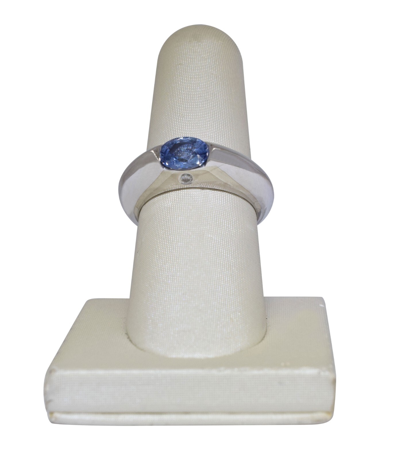 Piaget Blue Sapphire & Diamond 18k White Gold Ring Size 52