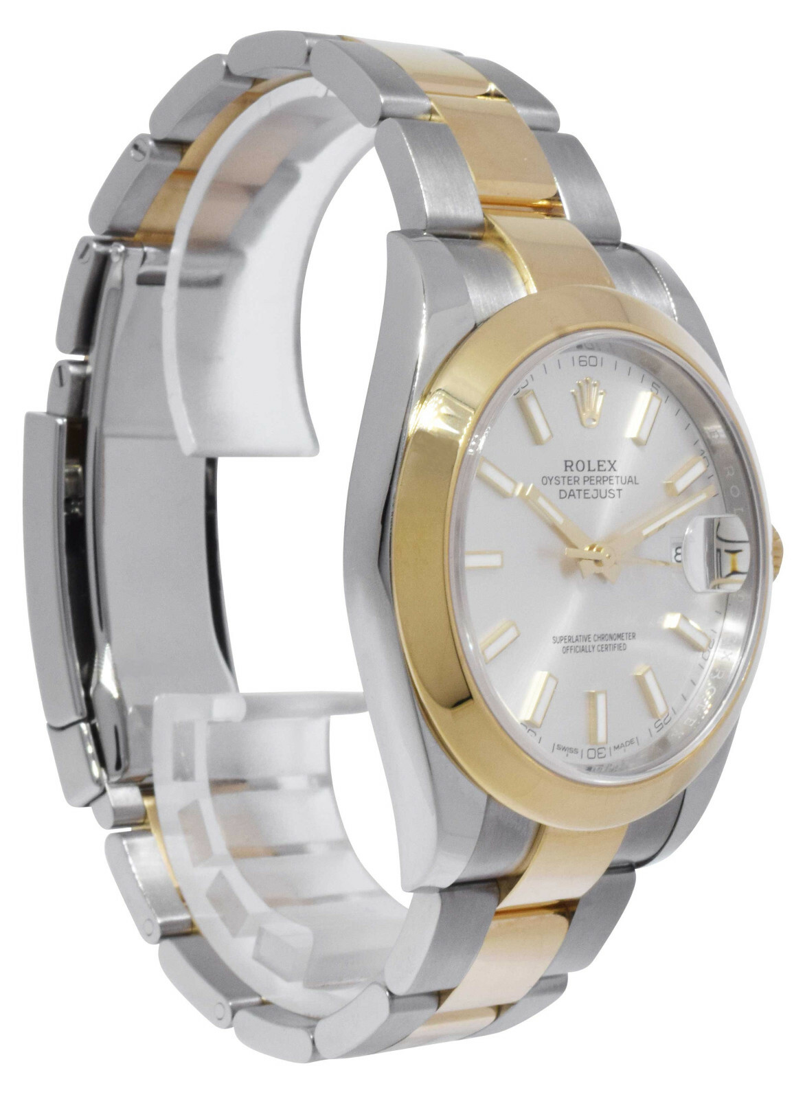 Rolex Datejust 41 18k Yellow Gold/Steel Silver Dial Mens Oyster Watch 126303