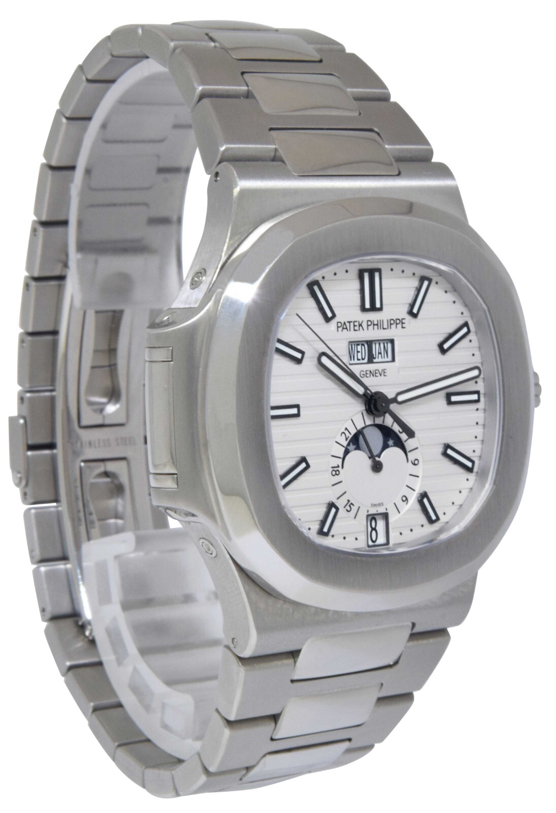 Patek Philippe Nautilus Steel Annual Calendar White Dial Watch B/P '17 5726/1A