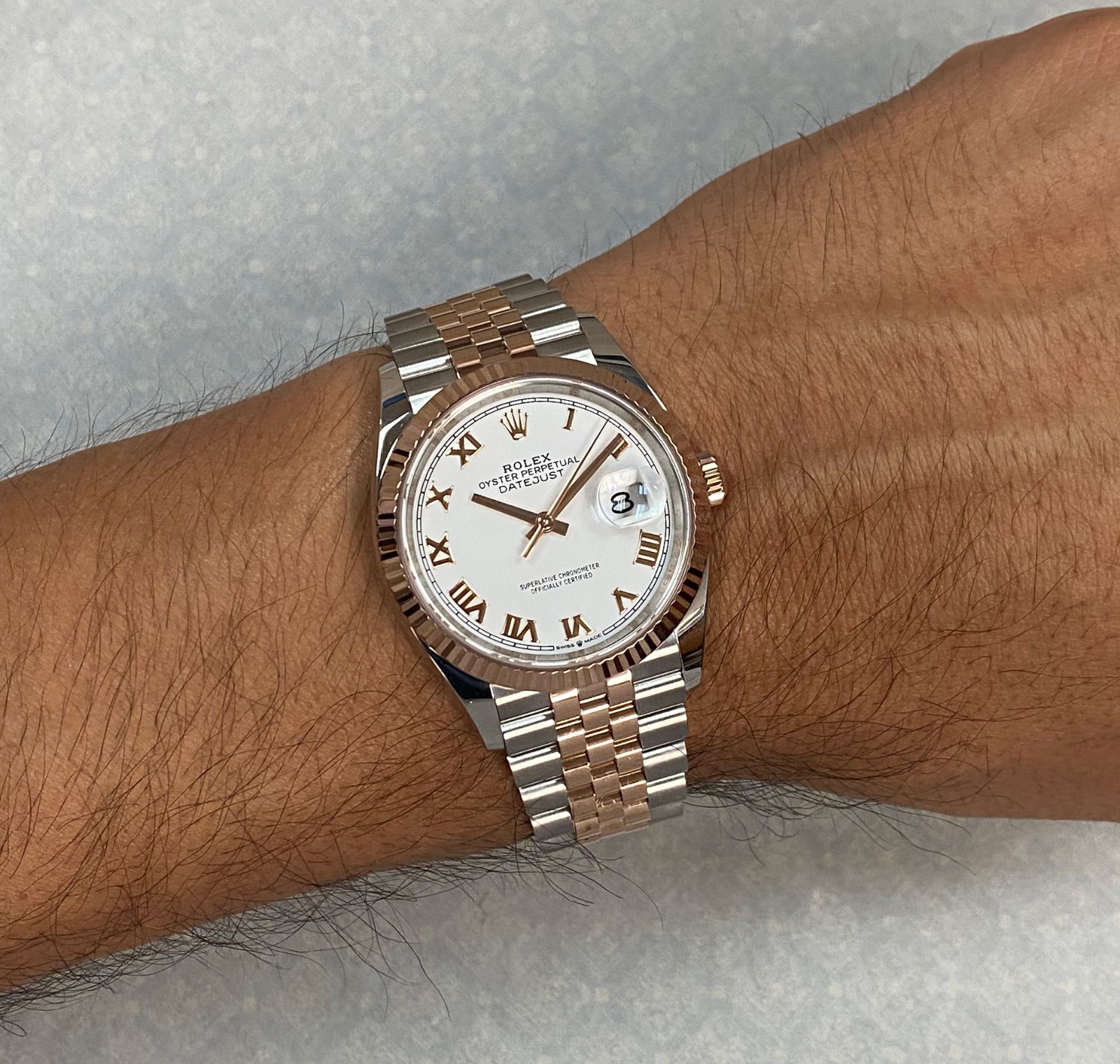 Rolex Datejust 36 18k Rose Gold/Steel White Dial Jubilee Watch +Card '21 126231