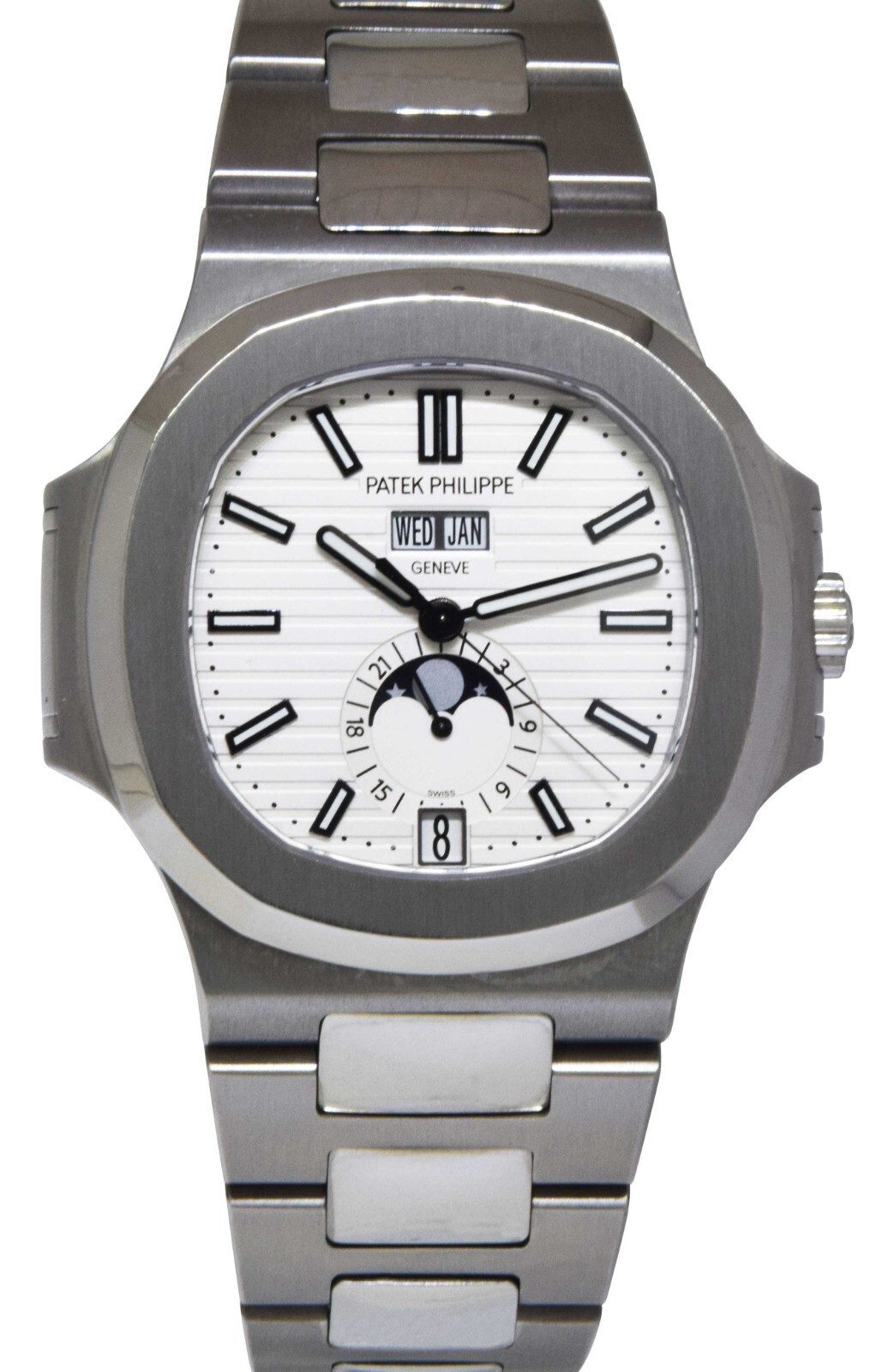 Patek Philippe Nautilus Steel Annual Calendar White Dial Watch B/P '17 5726/1A Patek Philippe Nautilus Steel Annual Calendar White Dial Watch B/P '17 5726/1A