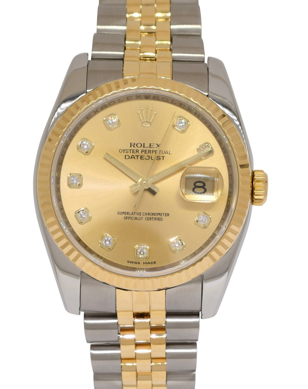 Rolex Datejust 18k Yellow Gold/Steel Champagne Diamond Dial 36mm Watch M 116233 Rolex Datejust 18k Yellow Gold/Steel Champagne Diamond Dial 36mm Watch M 116233