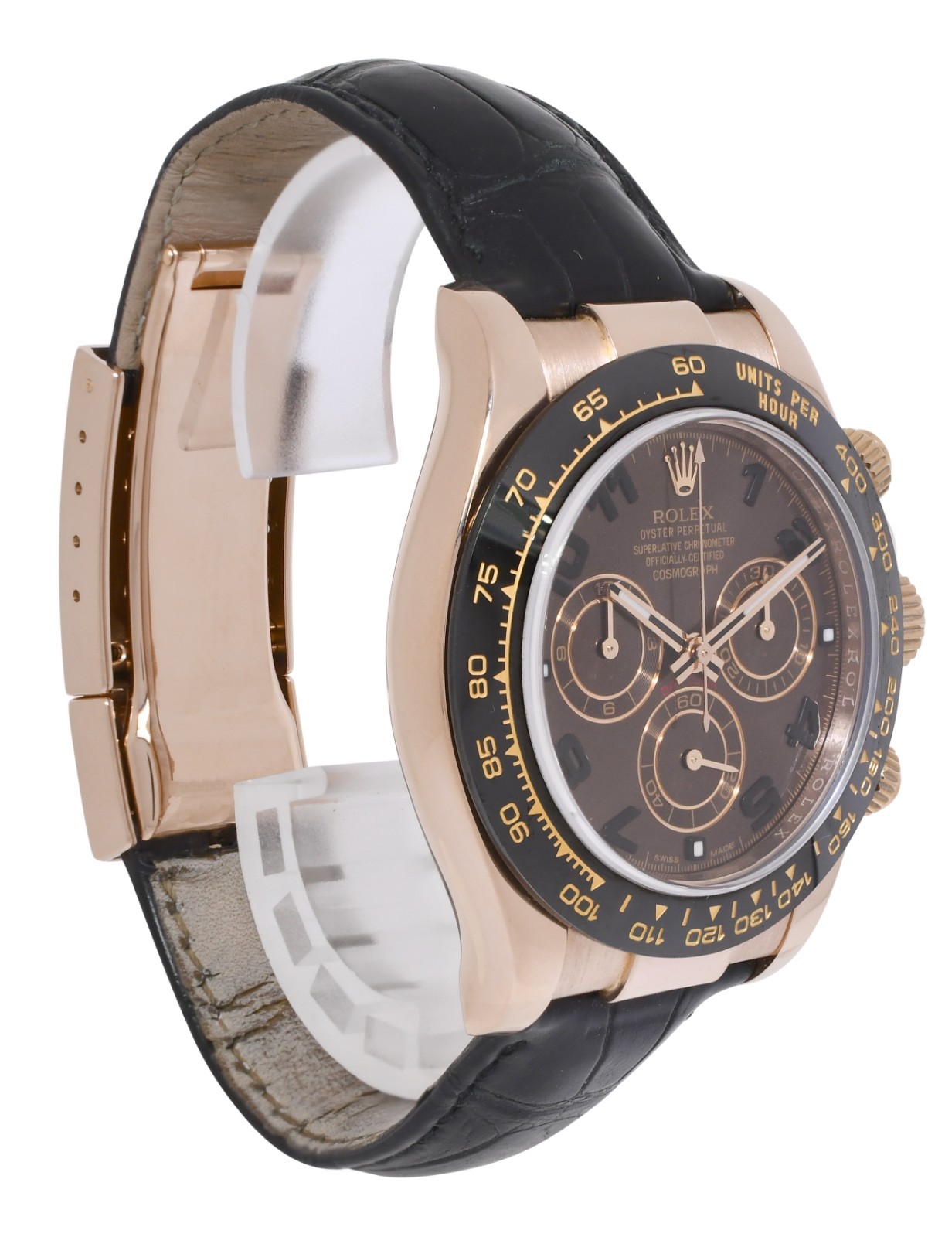 Rolex Daytona 18k Rose Gold / Ceramic Chocolate Dial 40mm Watch B/P '15 116515